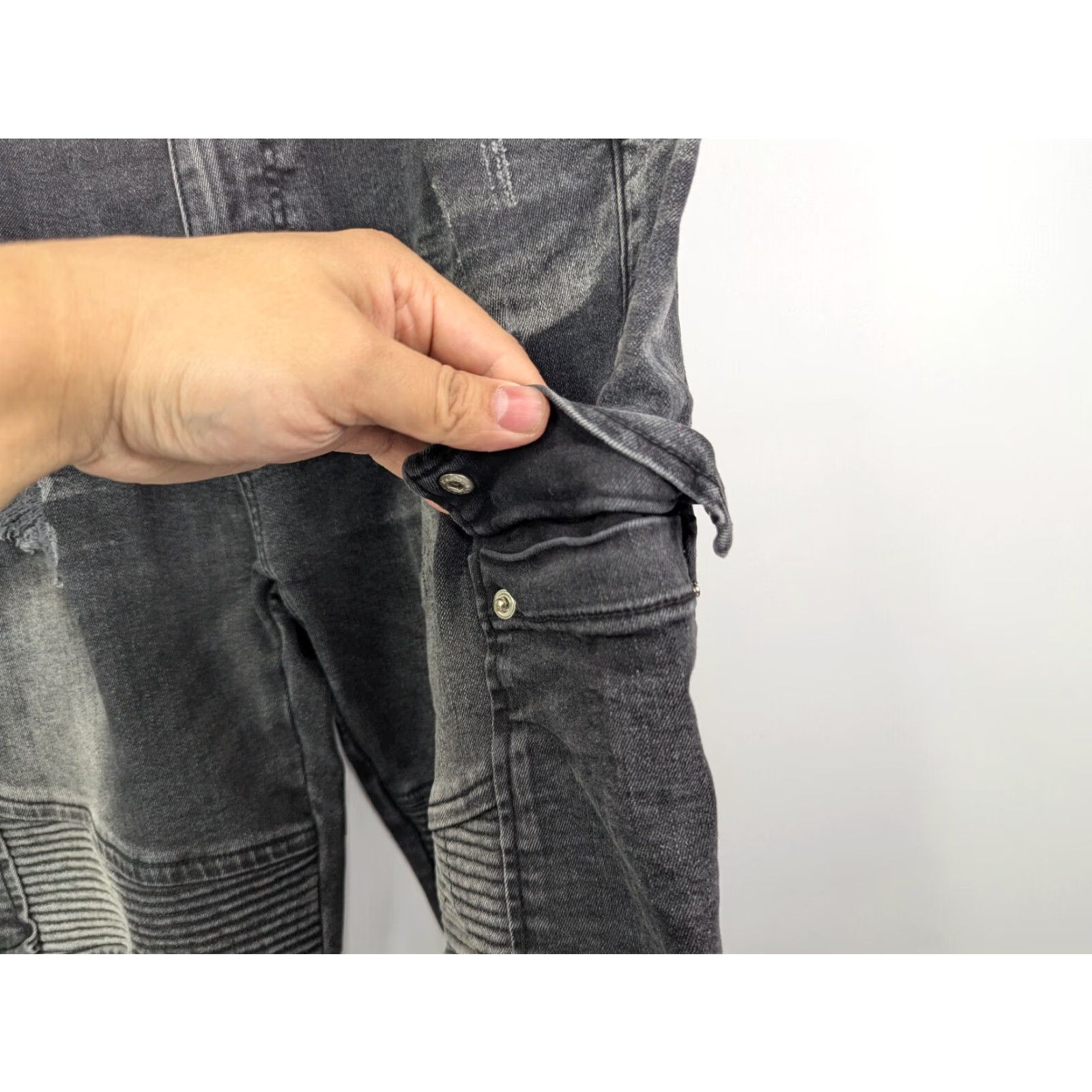 Supply & Demand Supply & Demand Jeans Cargo Mens Black Denim Moto Distressed Stretch 2XL 38W Size US 39 - 4 Thumbnail