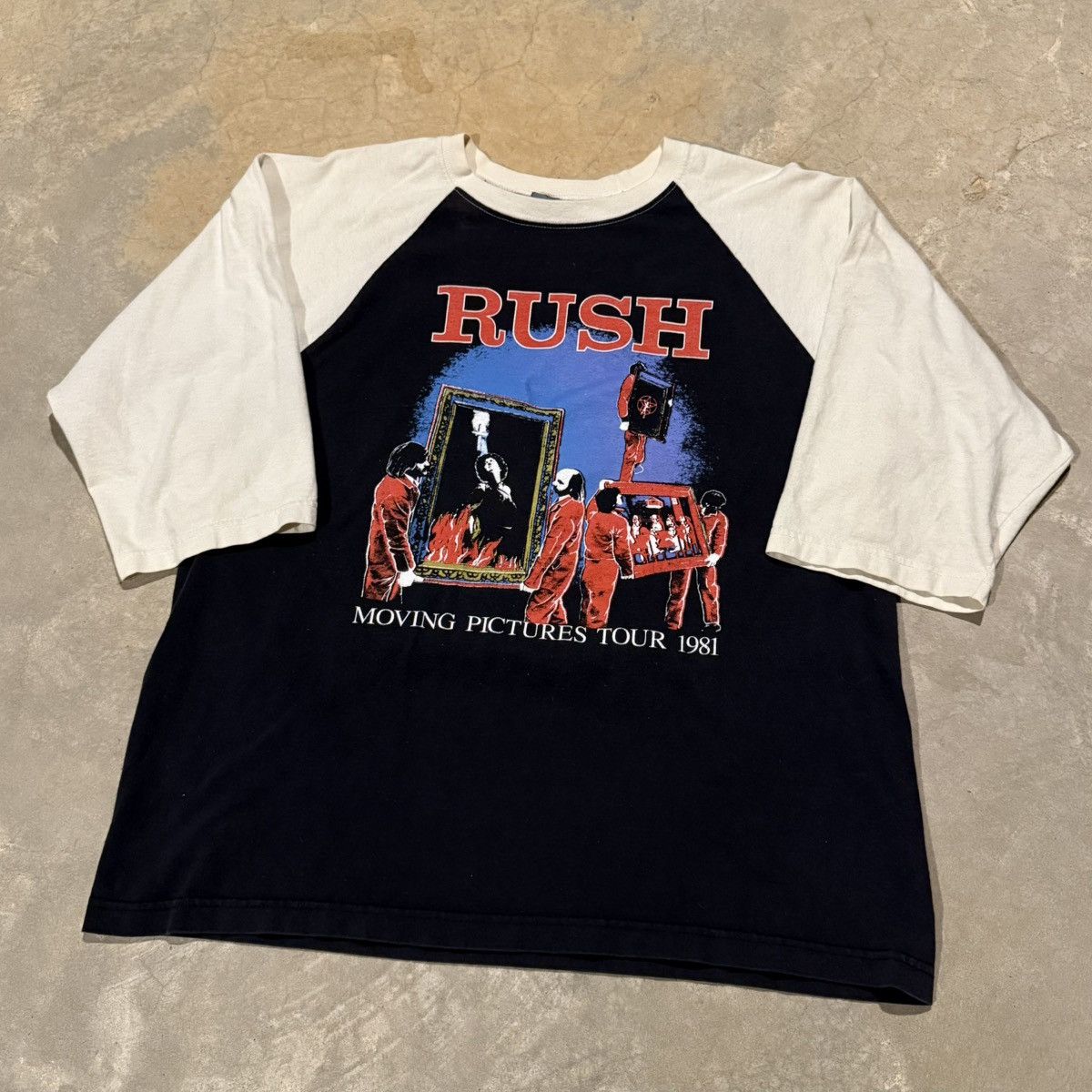 Vintage Vtg 1981 Faded Rush Moving Pictures Tour Raglan Band Tee ERD Size US XL / EU 56 / 4 - 2 Thumbnail