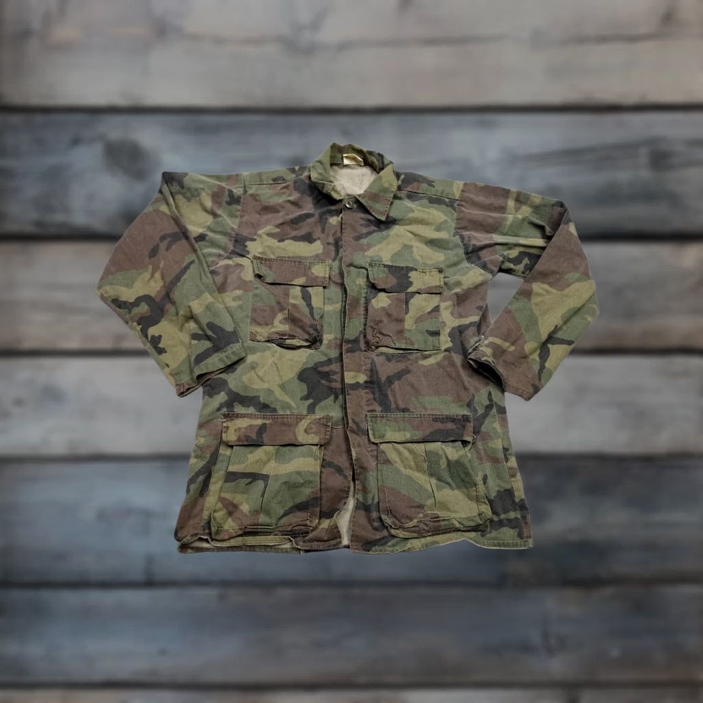 Vintage VINTAGE Camo Shirt Mens Large Brown Woodland Hunting Gung Ho Burk Military Canvas Cotton Button-Up Long Sleeve USA Model: Sportsman Size US L / EU 52-54 / 3 - 1 Thumbnail