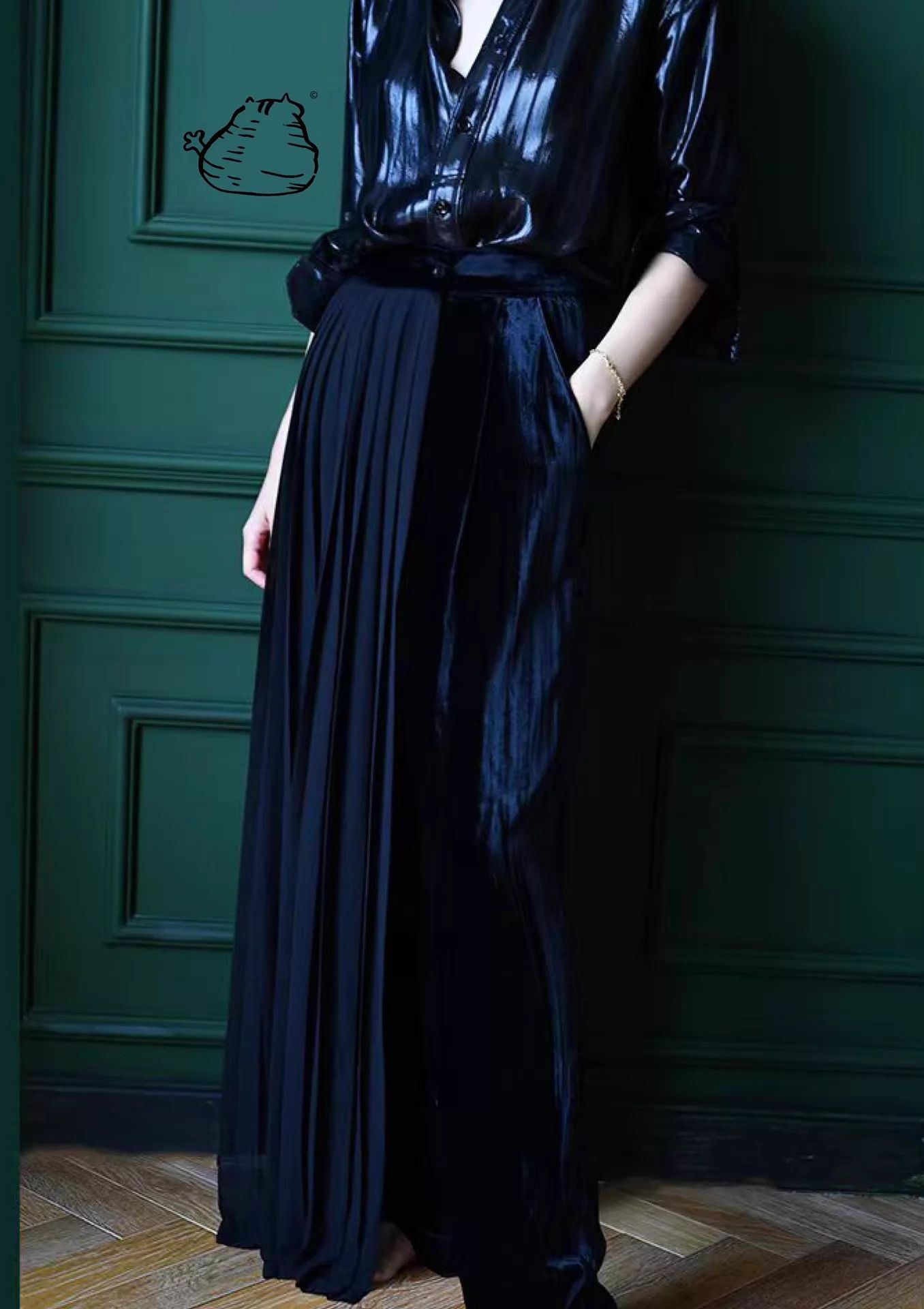 Other Jiangkou King Vintage Silk Velvet Pleated Straight Pants Size 27" / US 4 / IT 40 - 3 Thumbnail