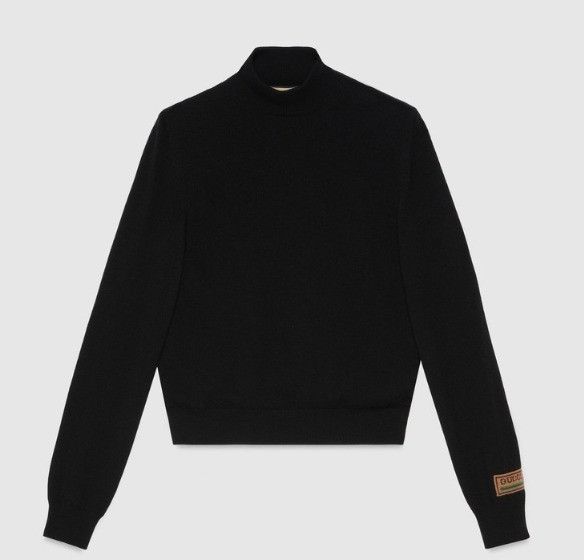 Gucci o1s1wg111025 Intarsia Cashmere Polo Neck Sweater Black Size US XS / EU 42 / 0 - 1 Thumbnail