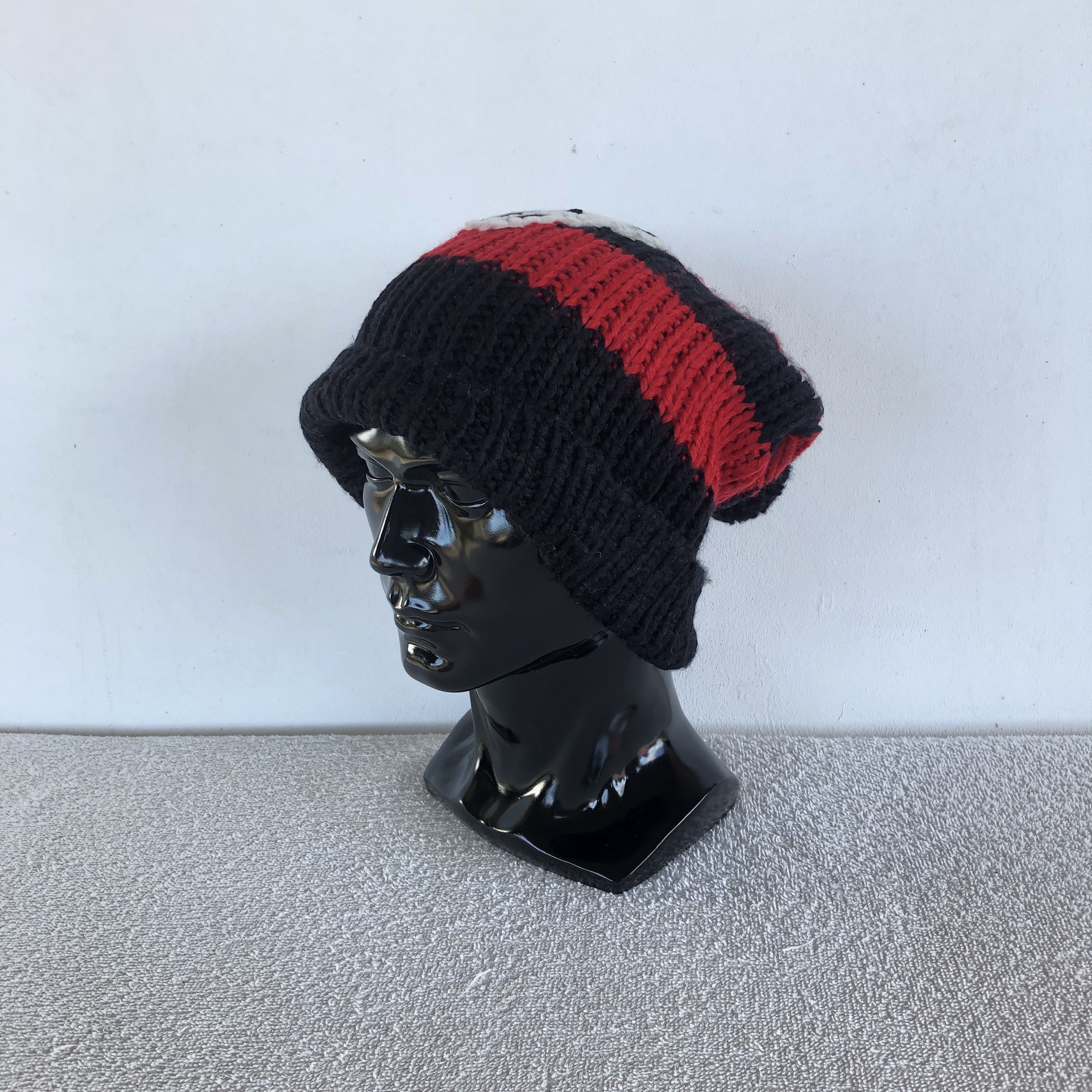 Vintage Vintage Y2K Skulls Striped Cable Knit Beanie Snow Caps Hats Size ONE SIZE - 2 Thumbnail