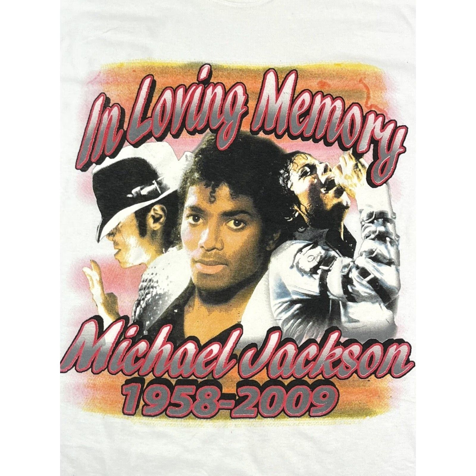 Gildan Michael Jackson Rap Tee T Shirt 1958 2009 Loving Memory King Of Pop Music M Vtg Shirt Mens White Cotton Logo Short Sleeve Crew Neck T-Shirt Gildan M Size US M / EU 48-50 / 2 - 2 Thumbnail