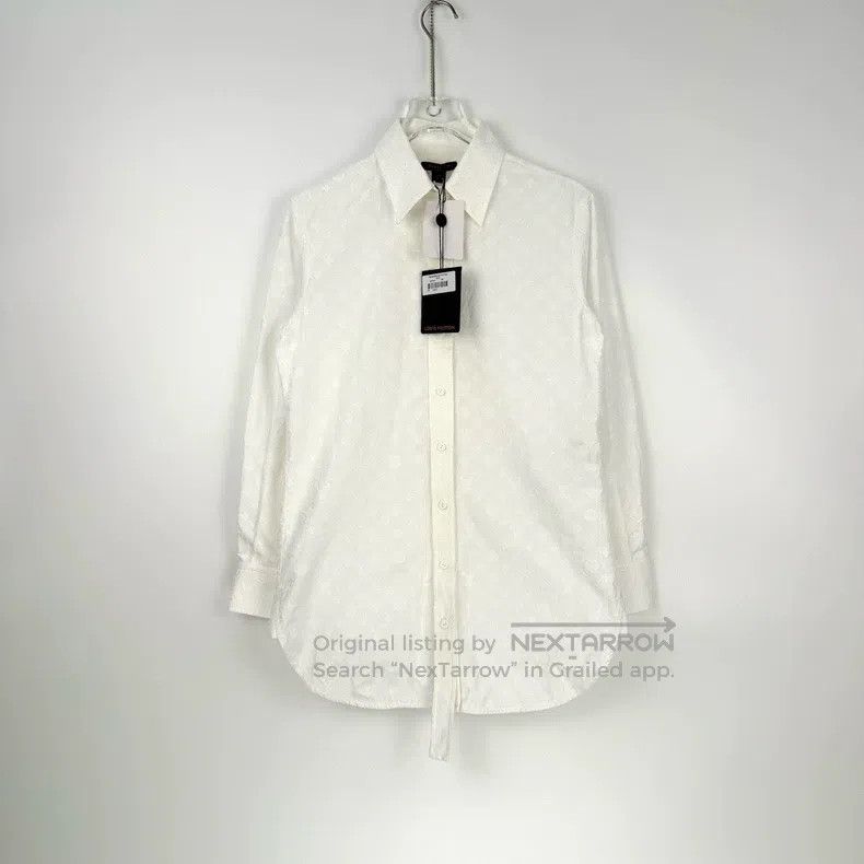 Louis Vuitton Louis Vuitton White dark stripe shirt with full logo shirt Size XXS / US 00 / IT 34 - 3 Thumbnail