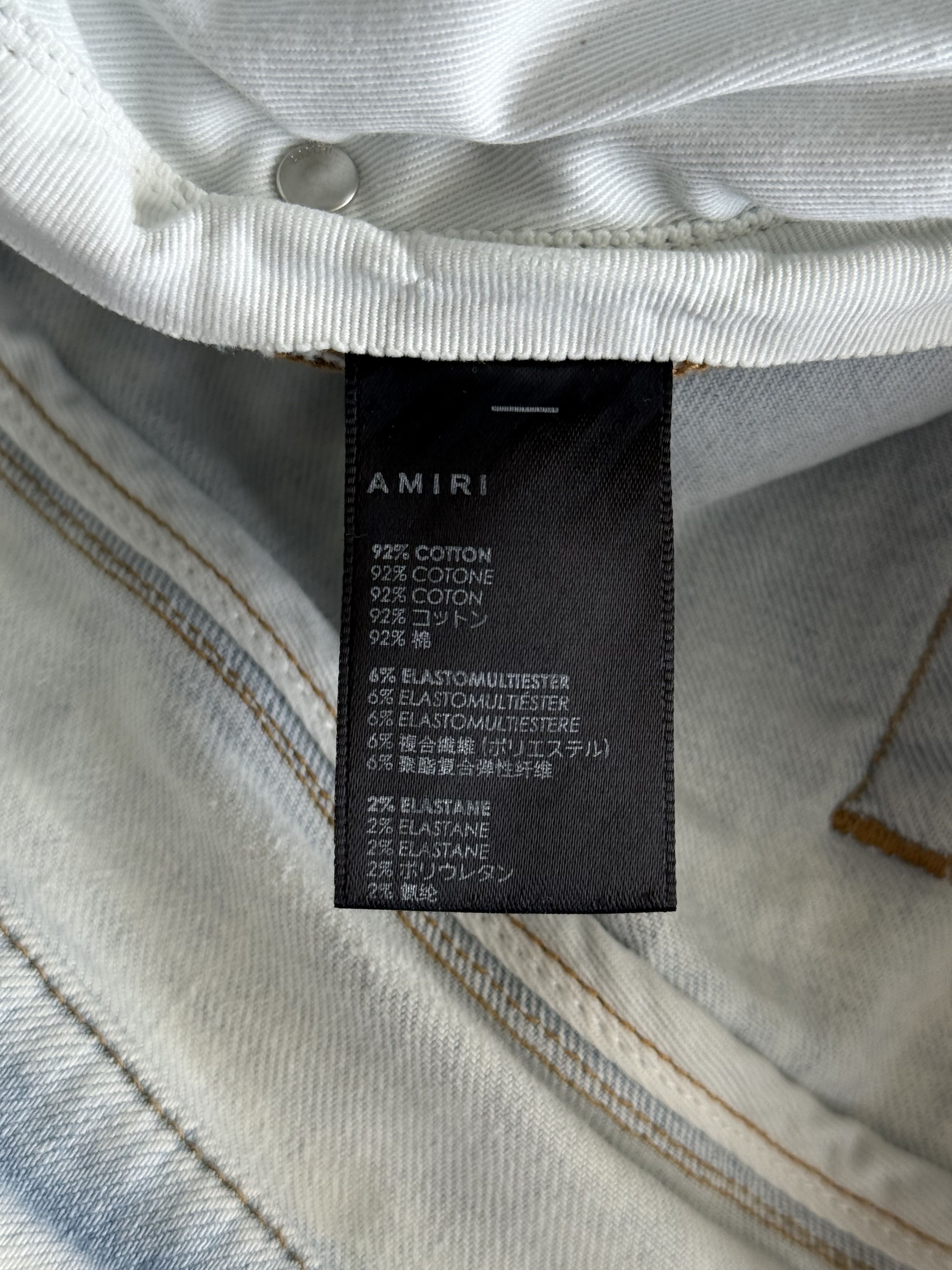 Amiri Amiri Bleached Indigo & Crystal Applique Logo Jeans Size US 33 - 4 Thumbnail
