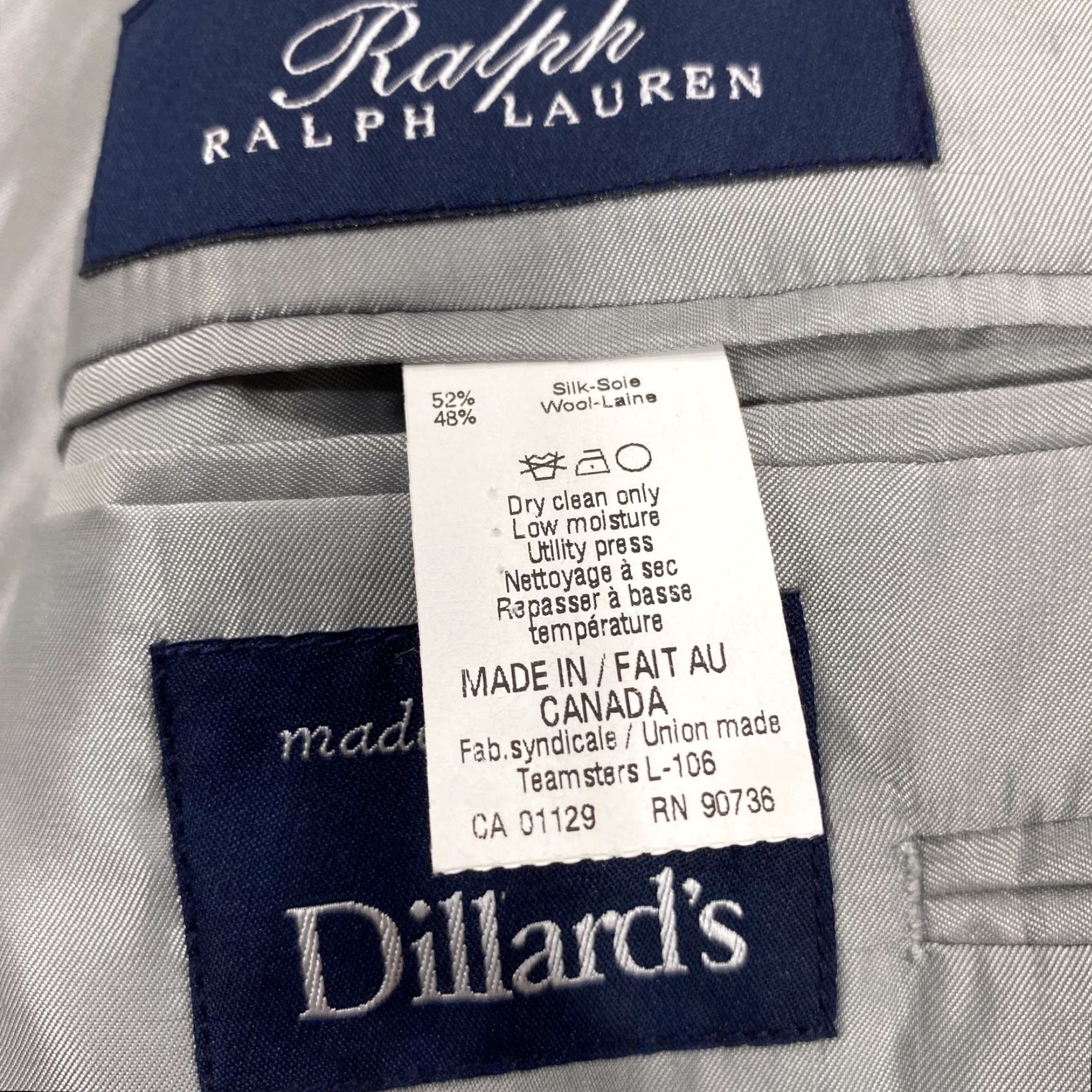 Ralph Lauren VINTAGE Ralph Lauren Blazer Mens 44R Gray Silk Wool Check Sport Coat Made Canada Size 44R - 4 Thumbnail