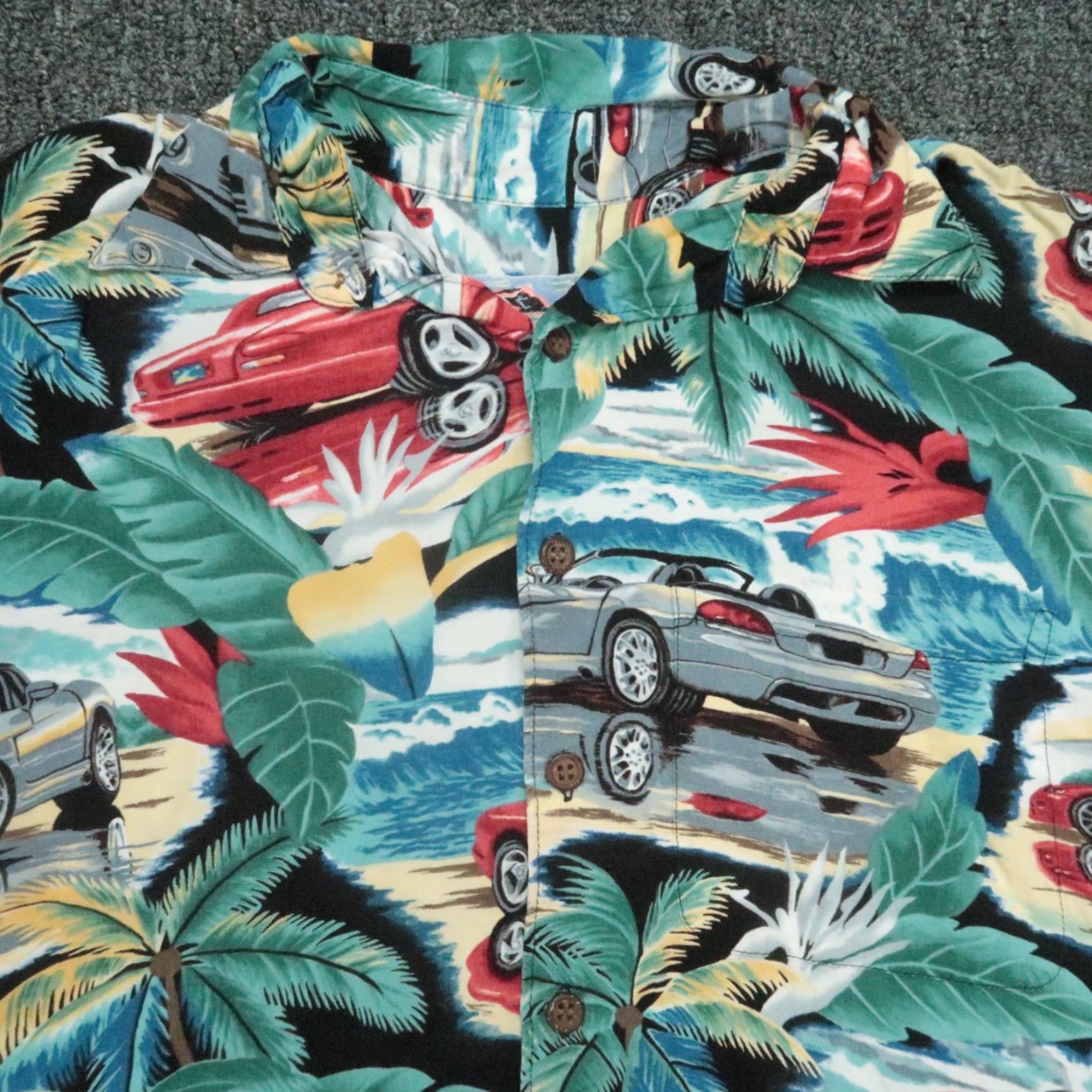 Reyn Spooner VINTAGE Reyn Spooner Shirt Mens XS Green Blue Hawaiian Cars USA Short Sleeve Button-Up Geometric Pattern Casual Travel 50s 60s Mens Size US XS / EU 42 / 0 - 2 Thumbnail