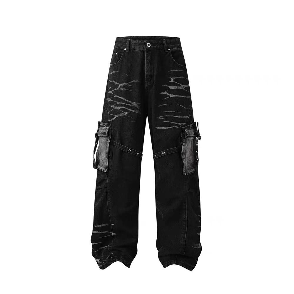 Japanese Brand × Vintage Vintage Street Hip Hop Punk Striped Workwear Black Jeans Size US 30 / EU 46 - 5 Thumbnail