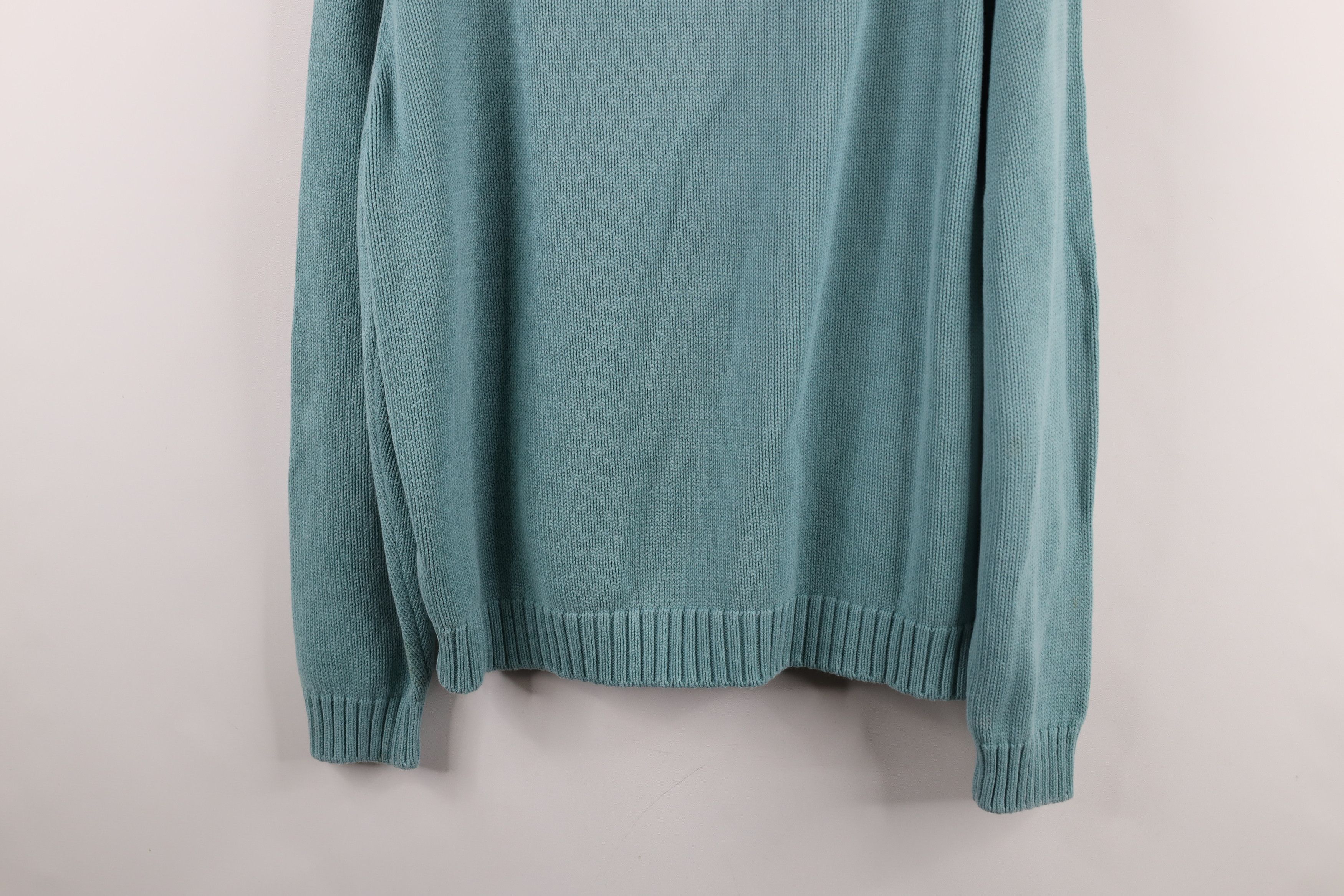 Lands' End × Vintage Vintage 90s Lands End Blank Cotton Knit Sweater Teal USA Size L / US 10 / IT 46 - 13 Thumbnail