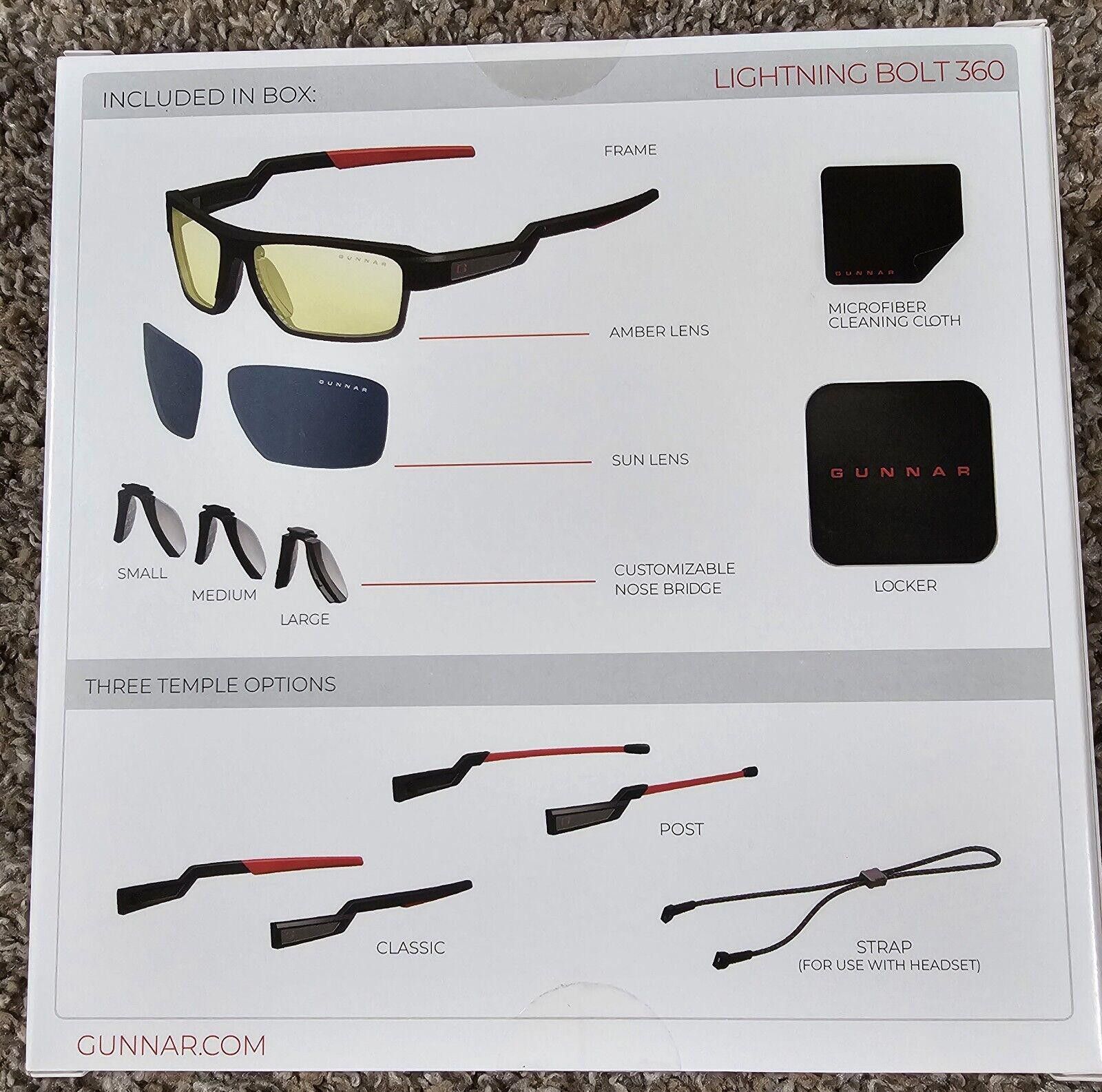 Designer GUNNAR Gaming Glasses Lightning Bolt360 Amber & Sun Lens NIB Size ONE SIZE - 4 Thumbnail