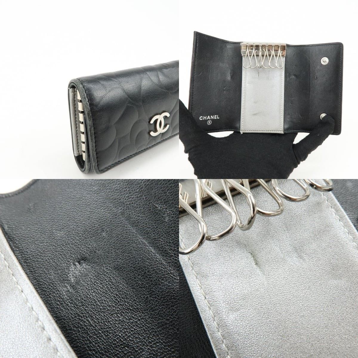 Chanel Chanel Camelia Lambskin Key Holder Black Size ONE SIZE - 5 Thumbnail