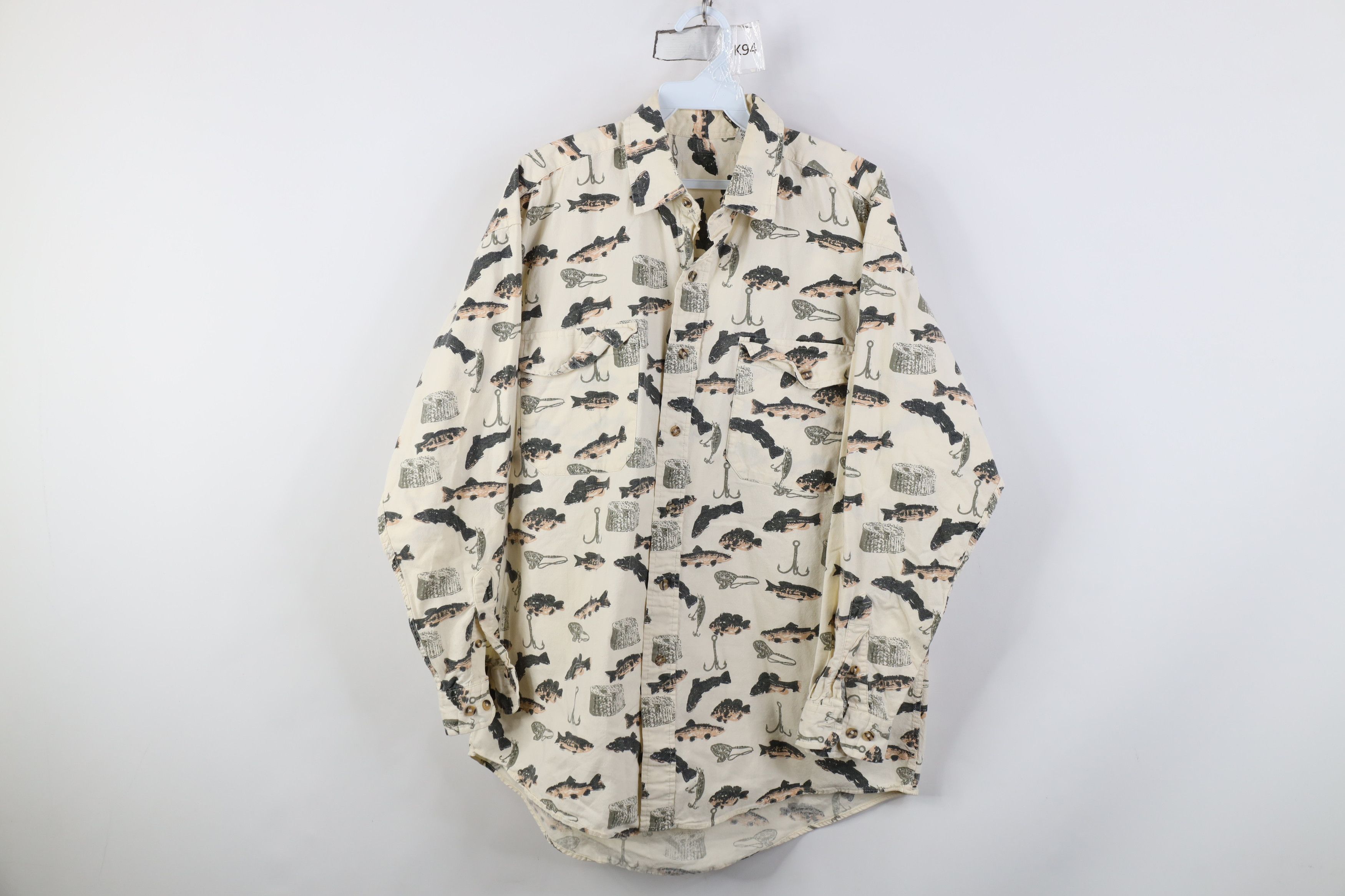 Vintage Vintage 90s Streetwear All Over Print Collared Button Shirt Size US L / EU 52-54 / 3 - 1 Thumbnail