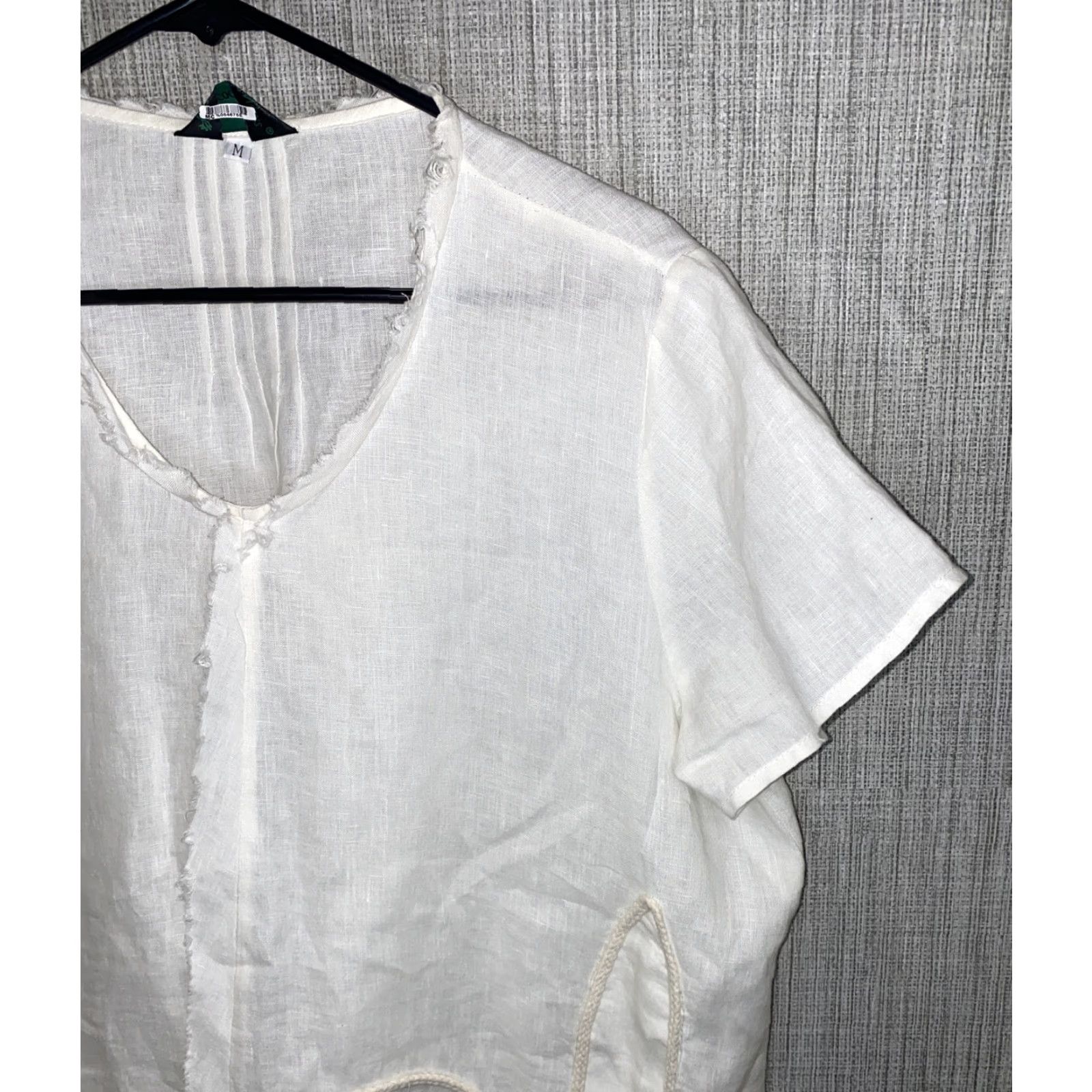 Vintage Peacock Shirt Women Ivory Flower Print Short Sleeve Size M Blouse Womens Size M / US 6-8 / IT 42-44 - 2 Thumbnail
