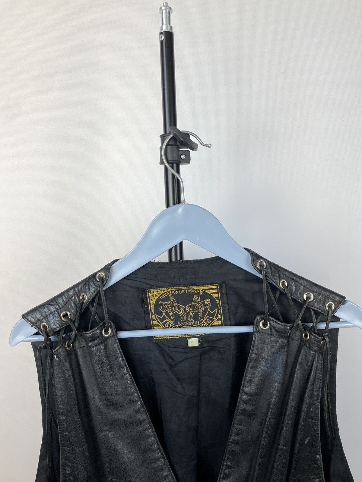 Genuine Leather × Leather × Vintage Vintage 70s rare Cowboy Stars & Stripes USA Leather Vest Size US S / EU 44-46 / 1 - 7 Thumbnail