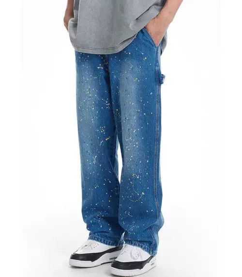 VIBE Blue gypsophila design rare splash ink jeans Size US 32 / EU 48 - 8 Thumbnail