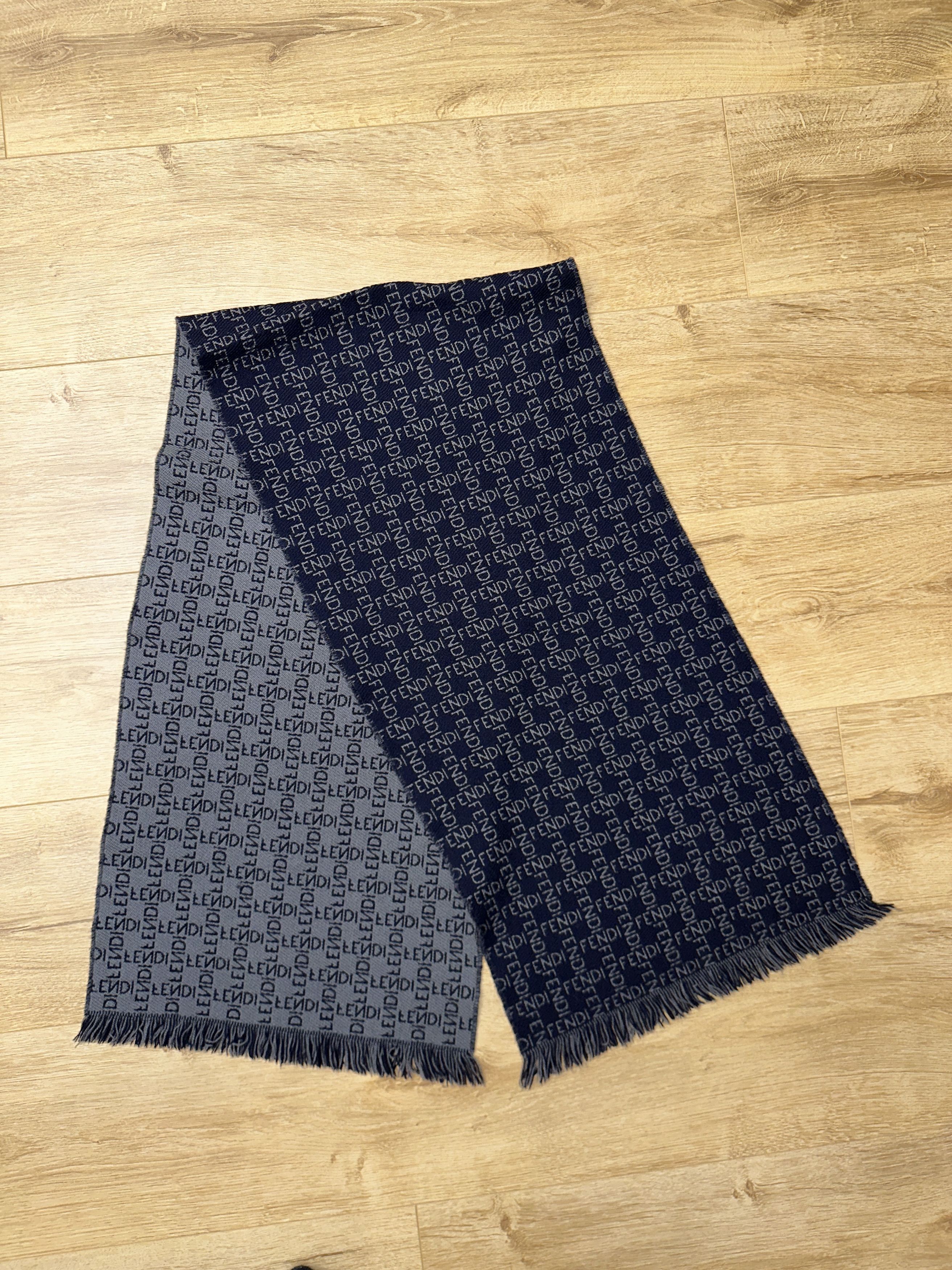 Fendi Rare Fendi Zucca Monogram Wool Scarf Fringed 140x34 Cm Size ONE SIZE - 2 Thumbnail