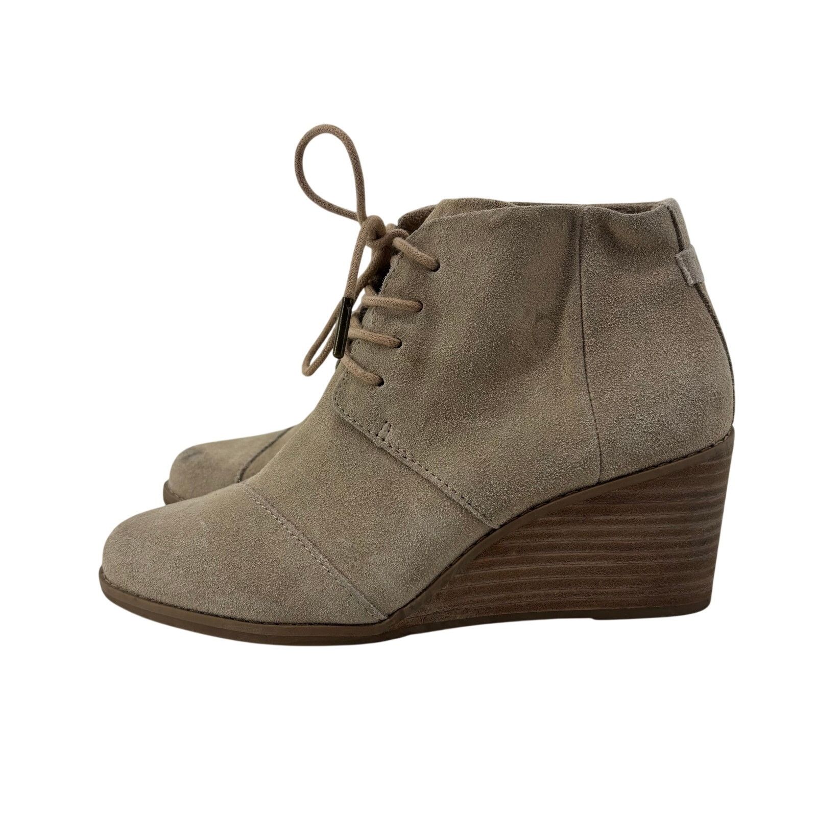 Toms Toms Hyde Suede Womens Size 6.5 Tan Wedge Bootie Ankle Boot Size US 6.5 / IT 36.5 - 1 Thumbnail