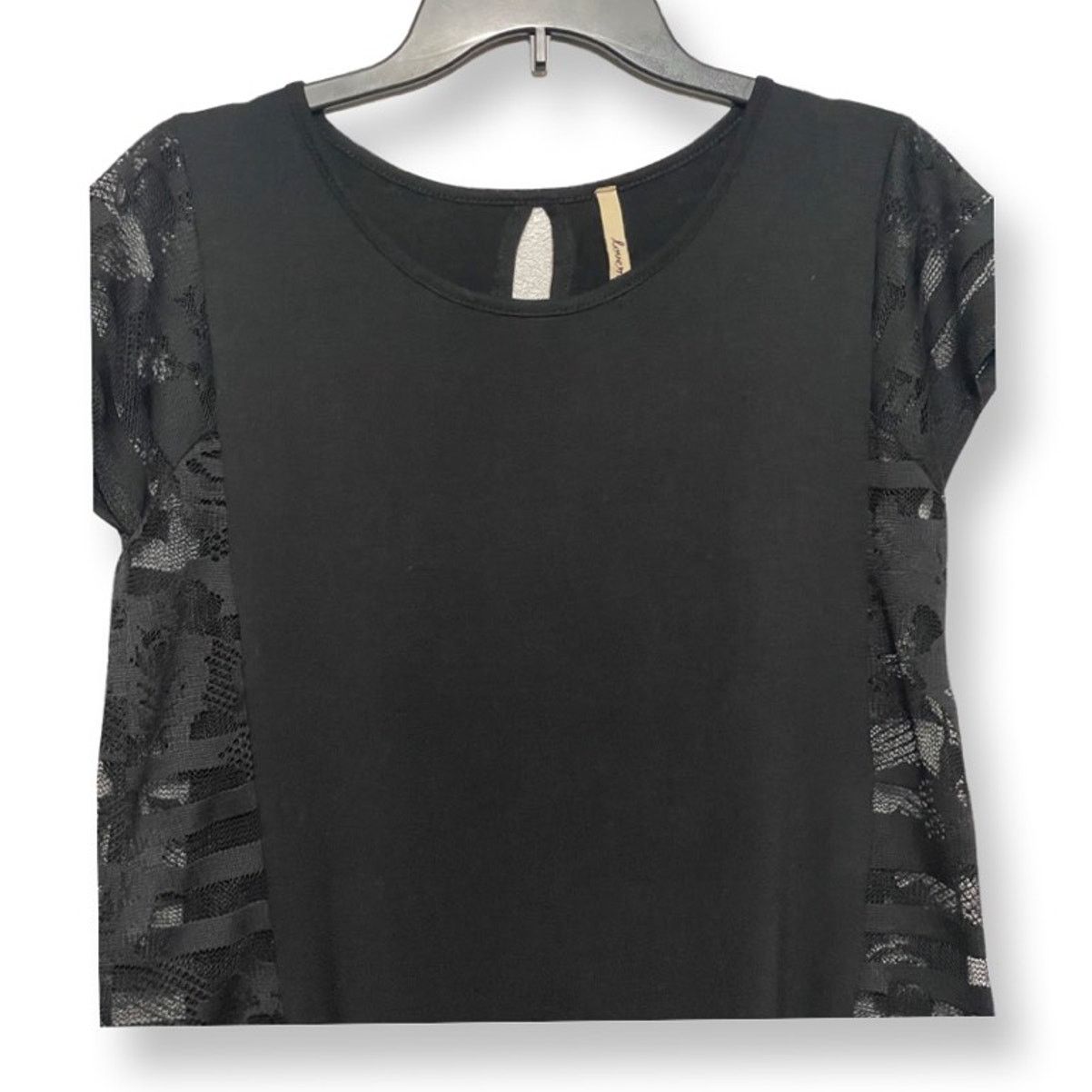 Other Love Marks Blouse Short Sleeve Sheer Detailing Black S Size S / US 4 / IT 40 - 2 Thumbnail