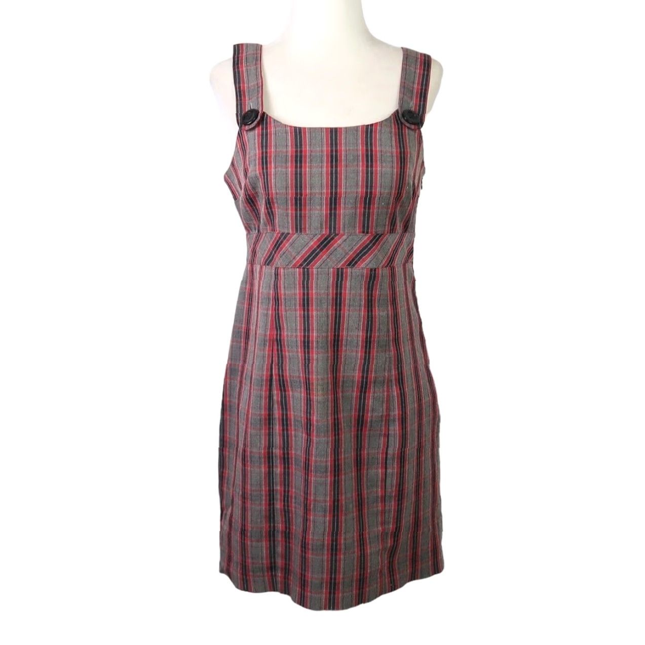 VINTAGE No Boundaries grey and plaid mini jumper dress S Women Sleeveless  Short 90s 3 Zip