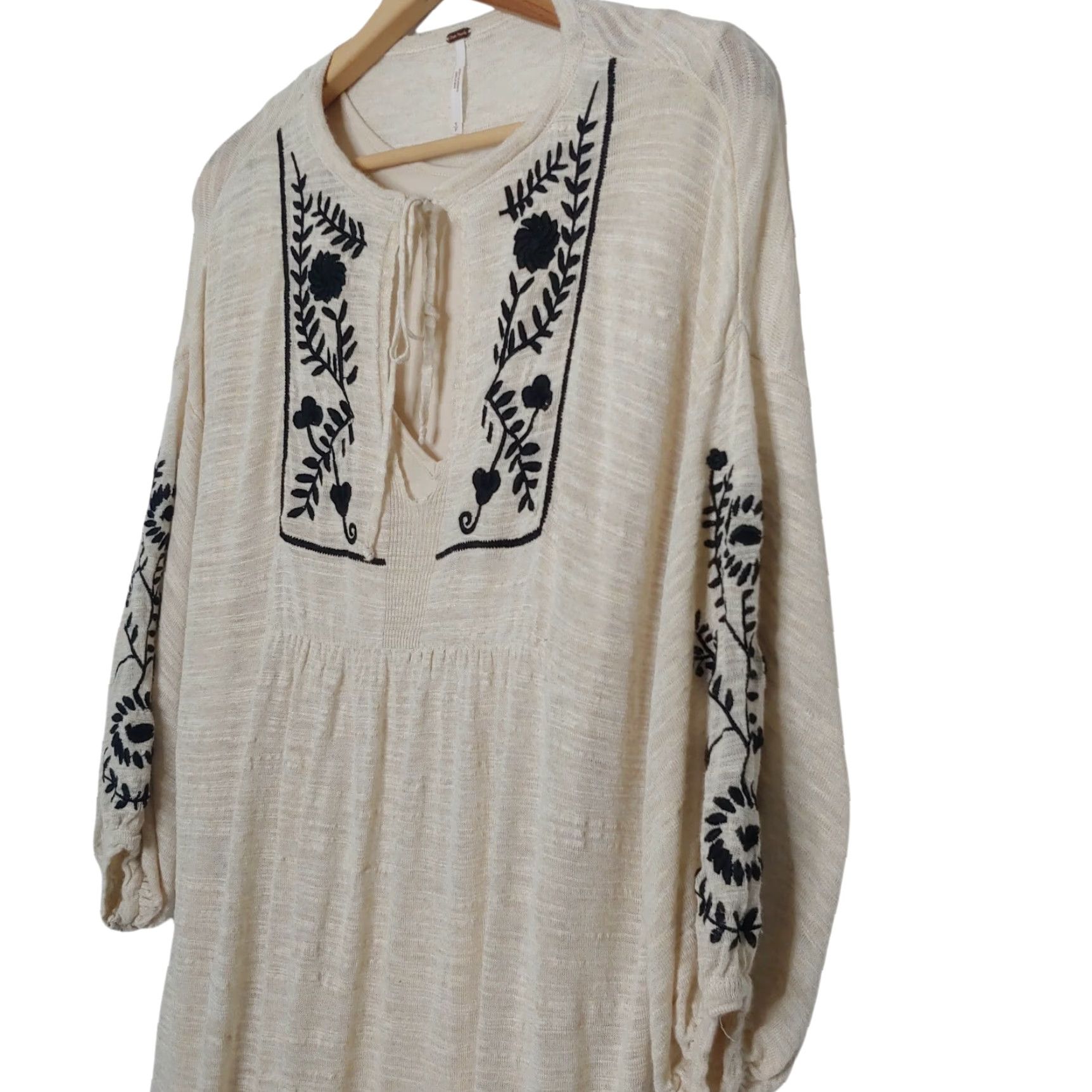 Free People Free People Dress Small Long Natural Off-white Burnout Knit Embroidered Boho Hippie 3/4 Sleeve Size S / US 4 / IT 40 - 4 Thumbnail