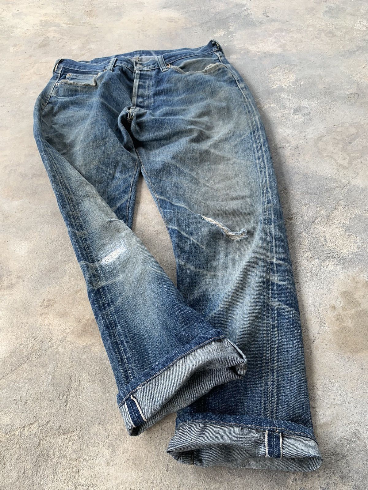 Full Count & Co. Vintage Full Count 0105 Selvedge Distressed Denim Size US 31 - 12 Thumbnail