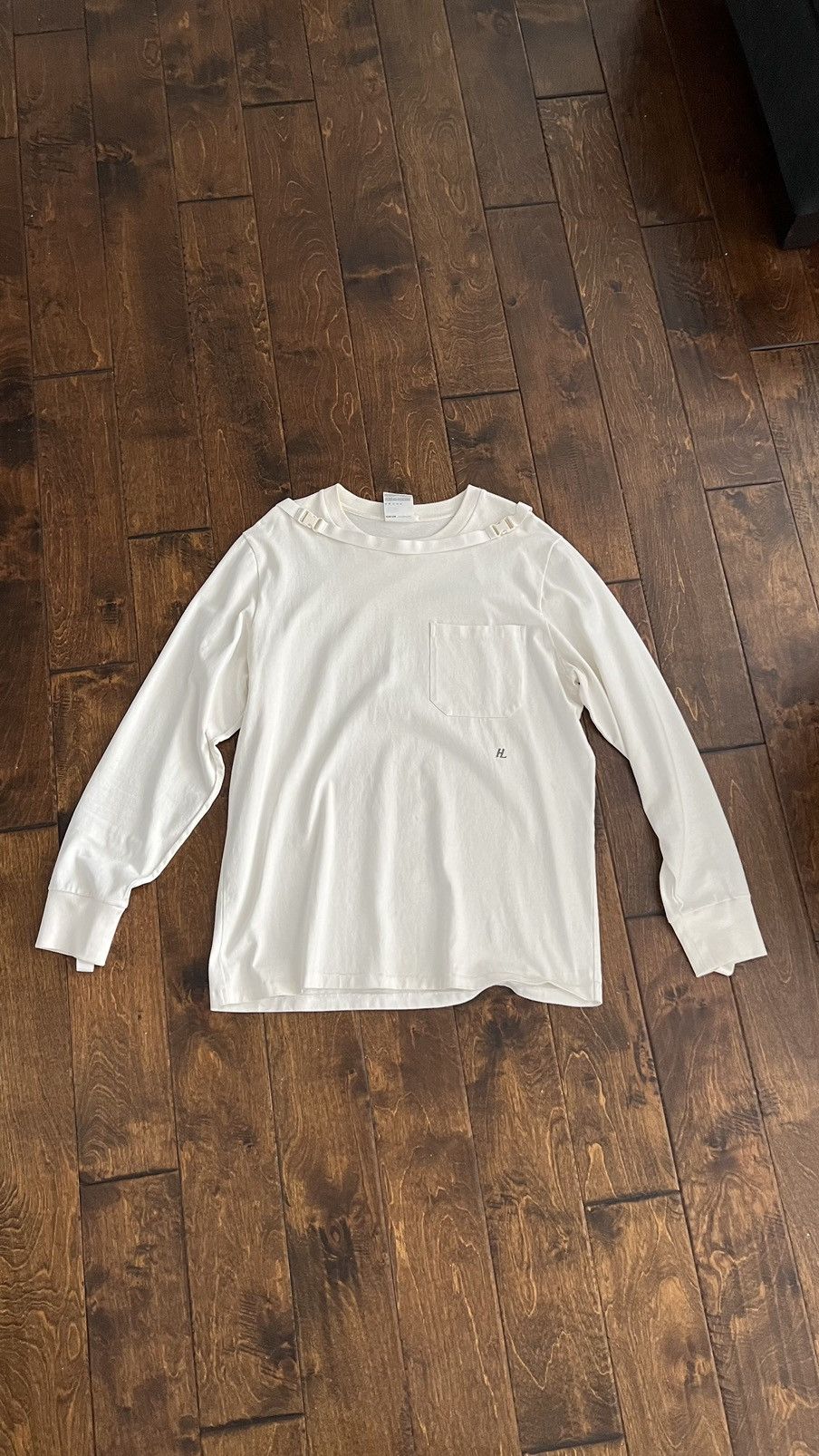 Helmut Lang White Buckle Top