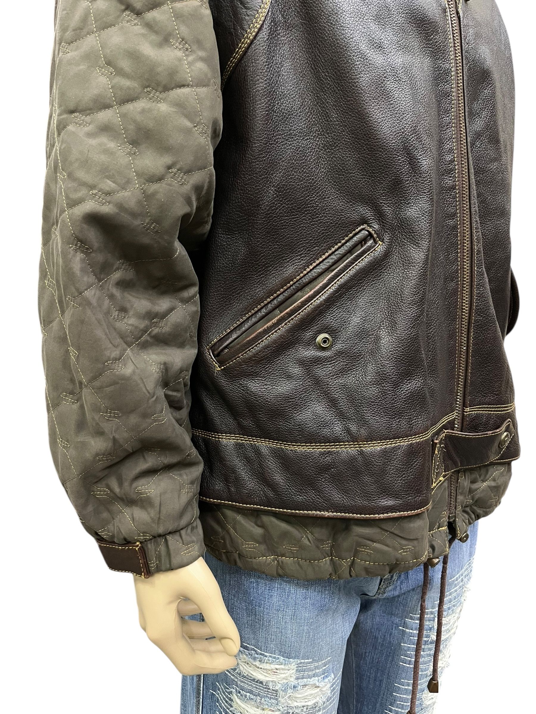 Vintage VIANUOVA Insane Rare Hybrid Leather Kangaroo Pocket Jacket Size US M / EU 48-50 / 2 - 9 Thumbnail