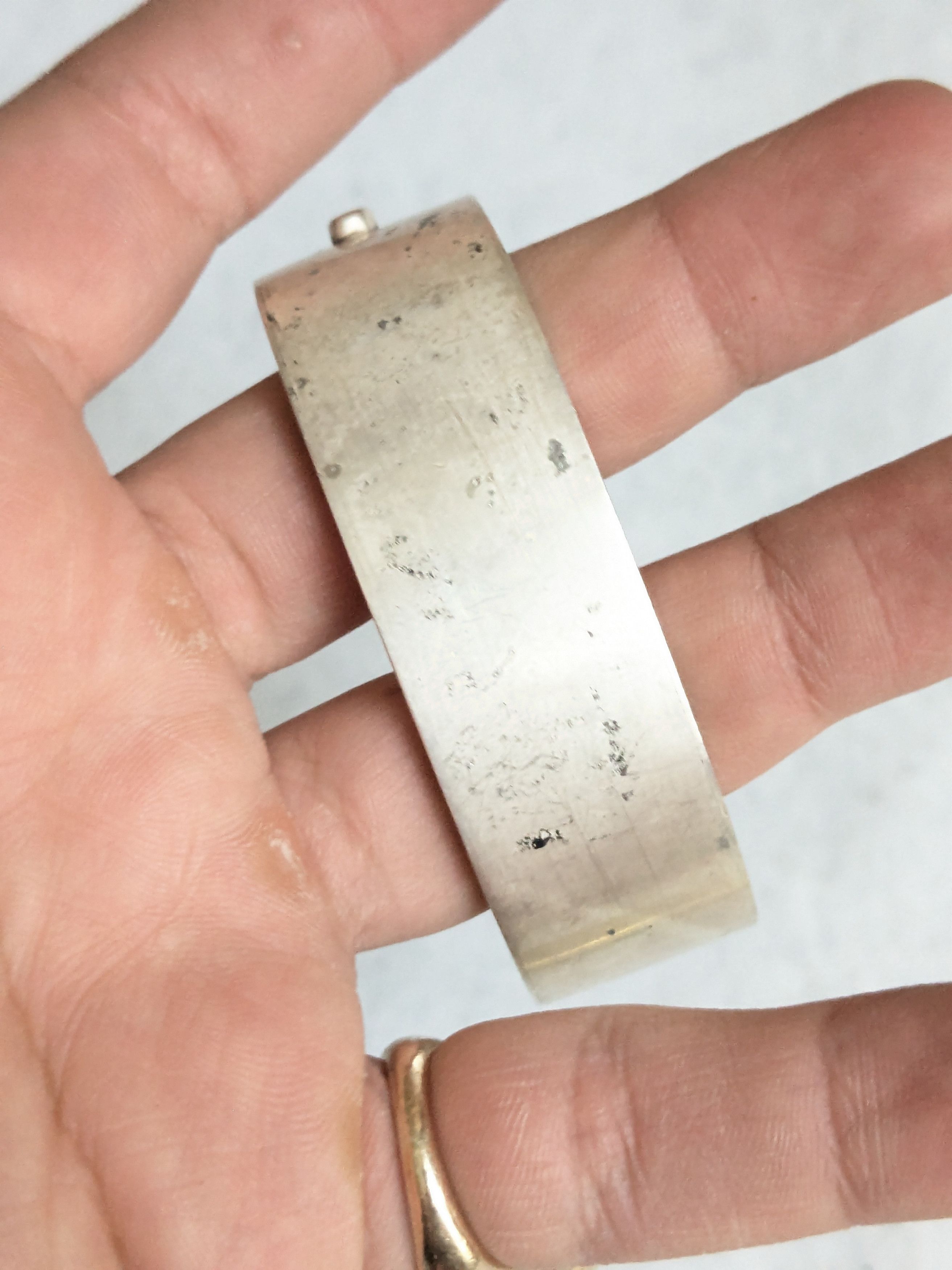 Jewelry Vintage Sterling Silver Bracelet Hinge Modern Bangle 7" Size ONE SIZE - 11 Thumbnail
