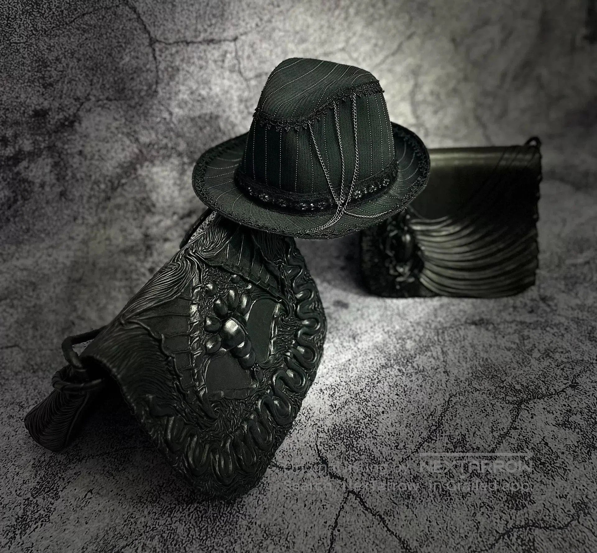 Japanese Brand h.NAOTO Lace Chain Fedora Hat. Size ONE SIZE - 4 Thumbnail