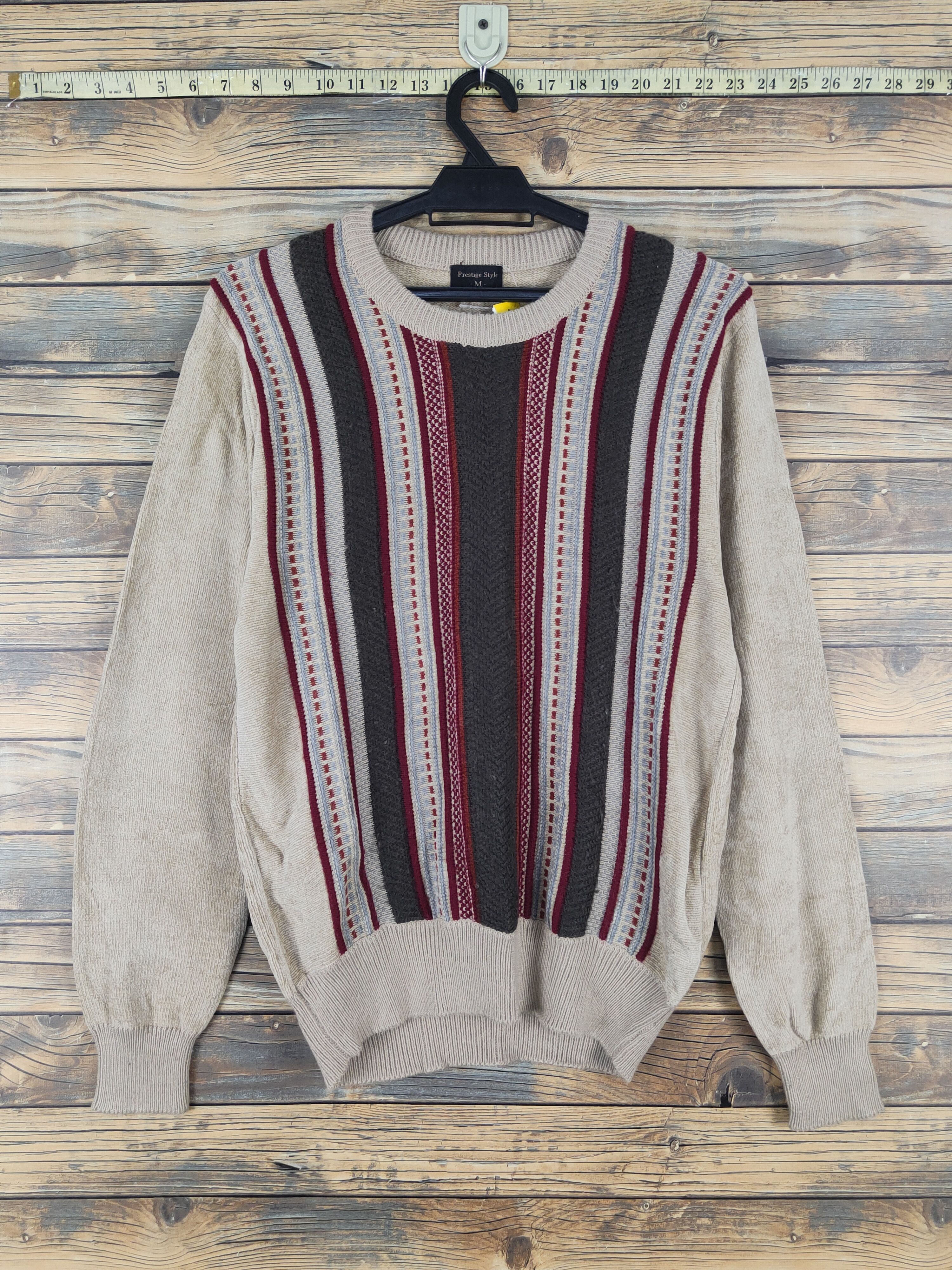 Homespun Knitwear Prestige style Brown Knitwear striped Sweatshirts #W1273 Size US M / EU 48-50 / 2 - 1 Thumbnail