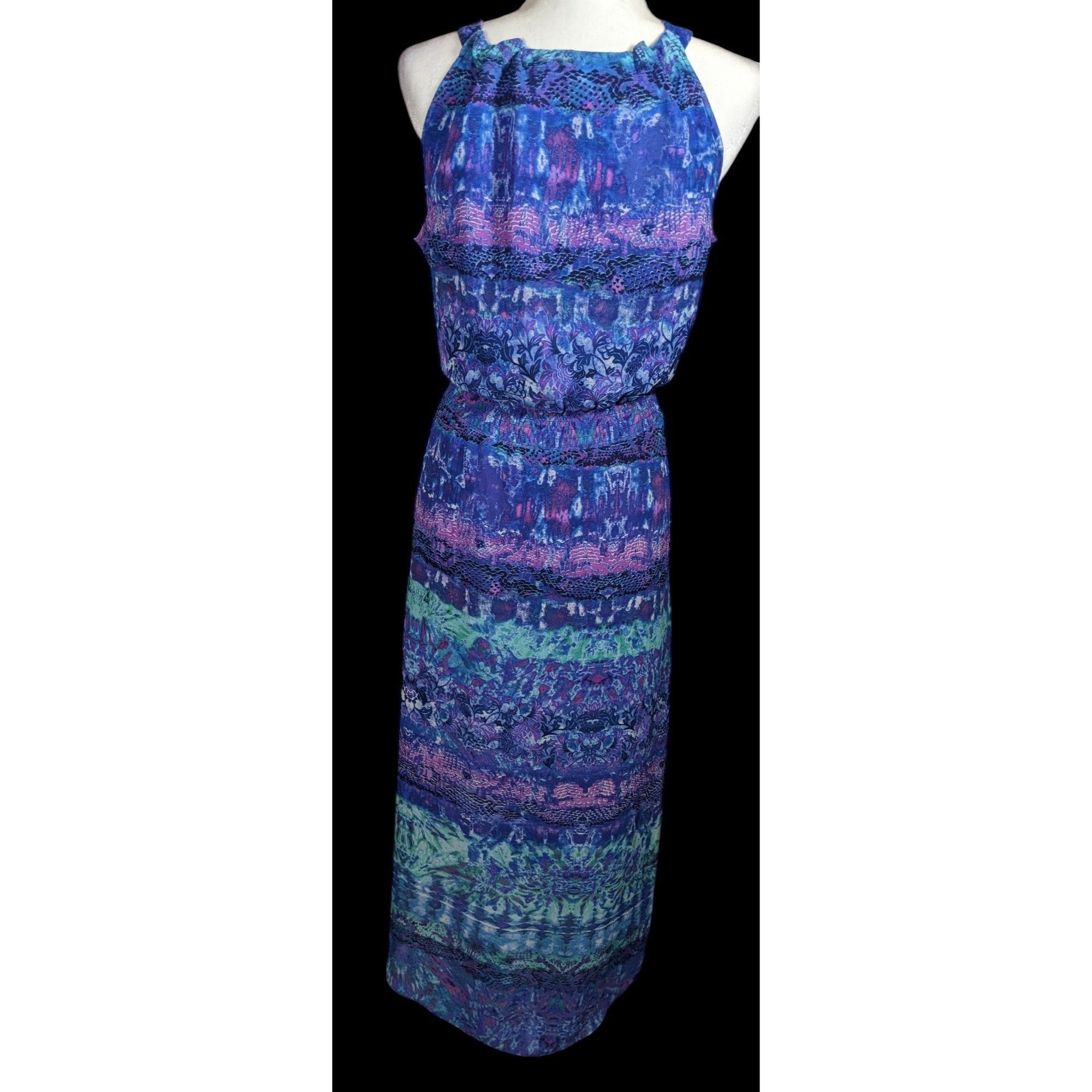 Chicos Chico's Blue And Purple Floral And Snake Print Dress Size XXL / US 16-18 / IT 52-54 - 2 Thumbnail