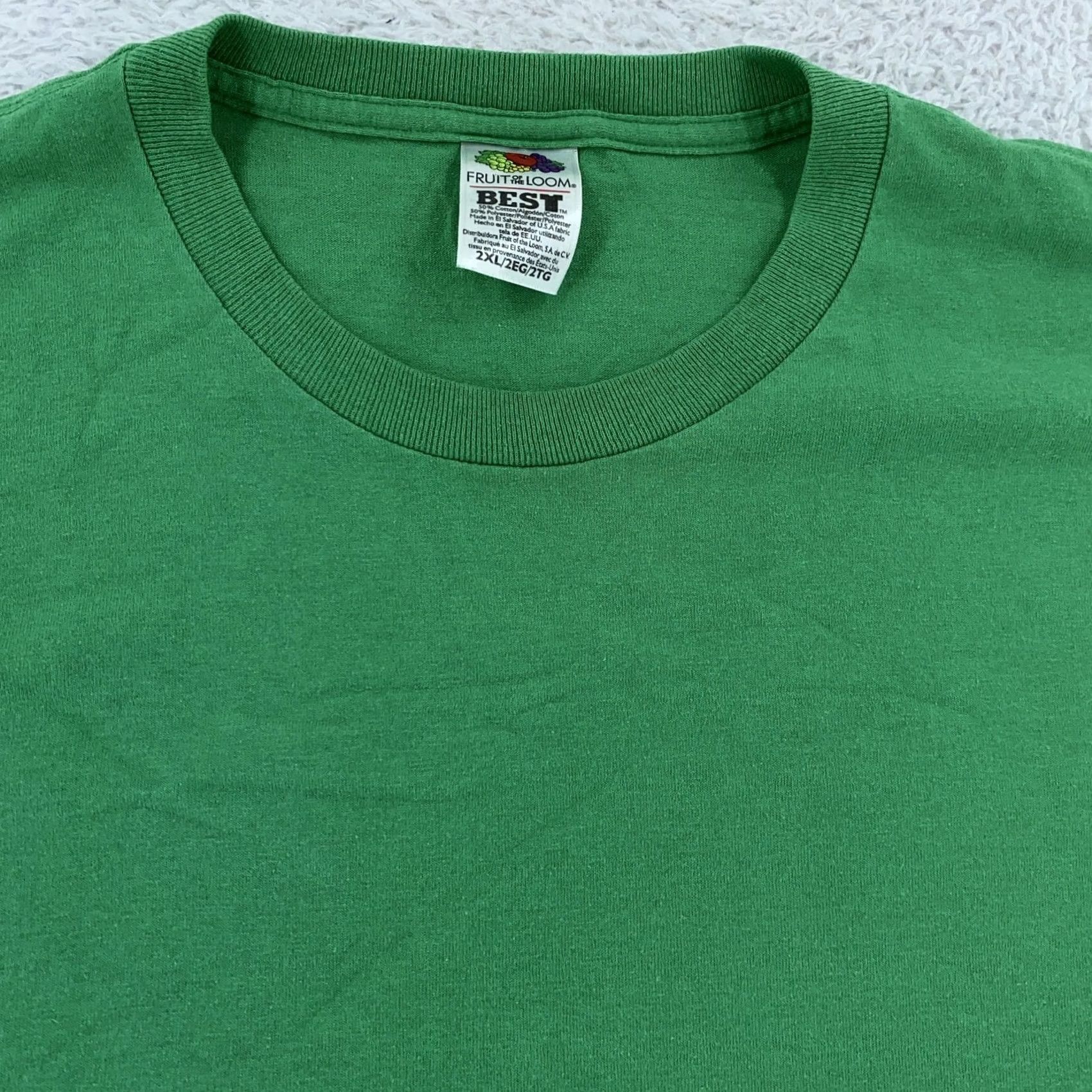 Fruit Of The Loom VINTAGE Fruit of the Loom Shirt Mens XL Green Crew Neck Tee 90s Casual Short Sleeve Cotton Polyester Solid Size US XL / EU 56 / 4 - 2 Thumbnail