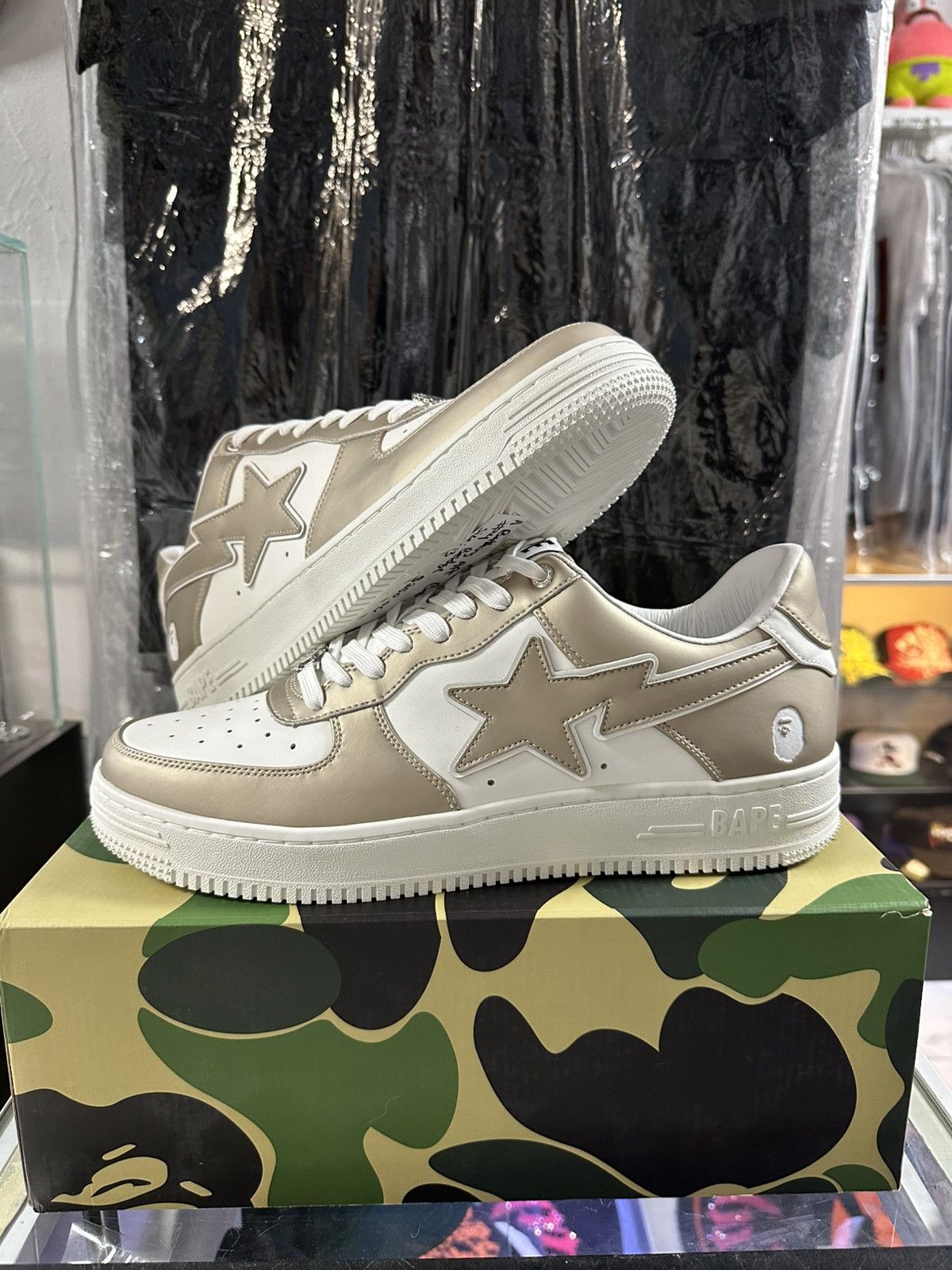 Bape Bape Bapesta (Gold/White) Size US 13 / EU 46 - 1 Thumbnail