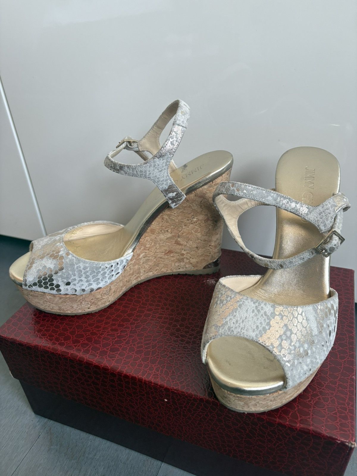 Jimmy Choo Jimmy Cho Metallic Snakeskin Spadrille Size US 8 / IT 38 - 1 Thumbnail