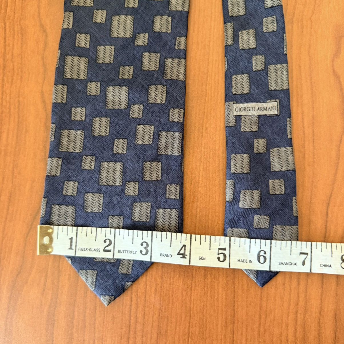 Giorgio Armani Giorgio Armani Cravatte Silk Tie Blue Geometric Squares Size ONE SIZE - 10 Thumbnail