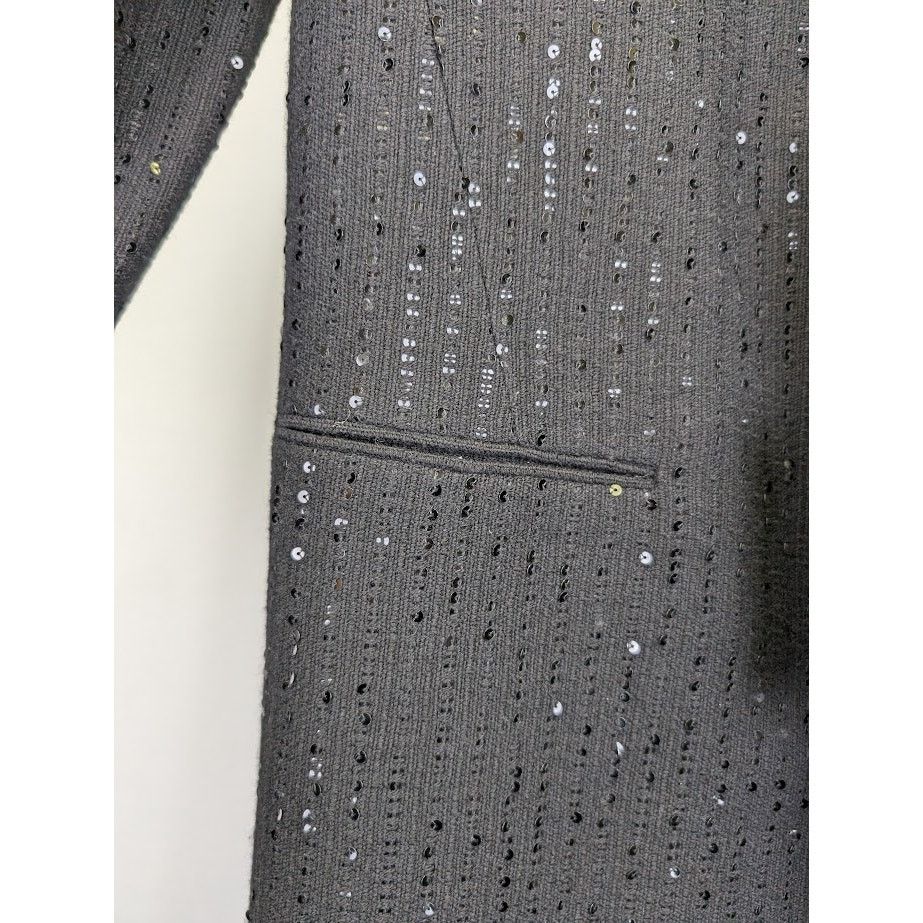 Saint Laurent Paris o1rshd1 Tweed Rayure Long Coat in Noir Brilliant Size US M / EU 48-50 / 2 - 10 Thumbnail