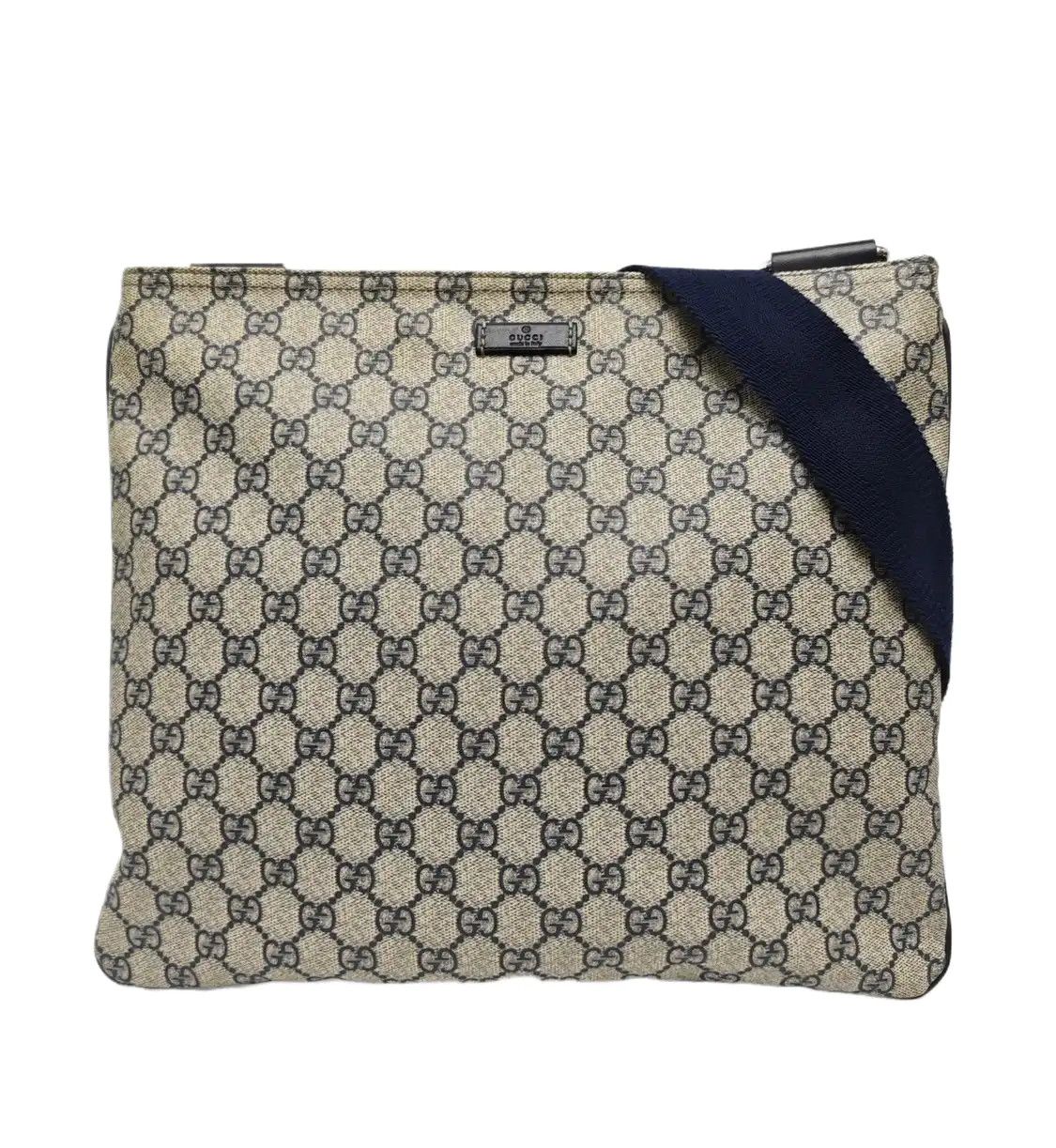 Gucci Grey Coated Canvas Monogram Shoulder Bag Crossbody Bag Silver Hardware in Gray, Men's