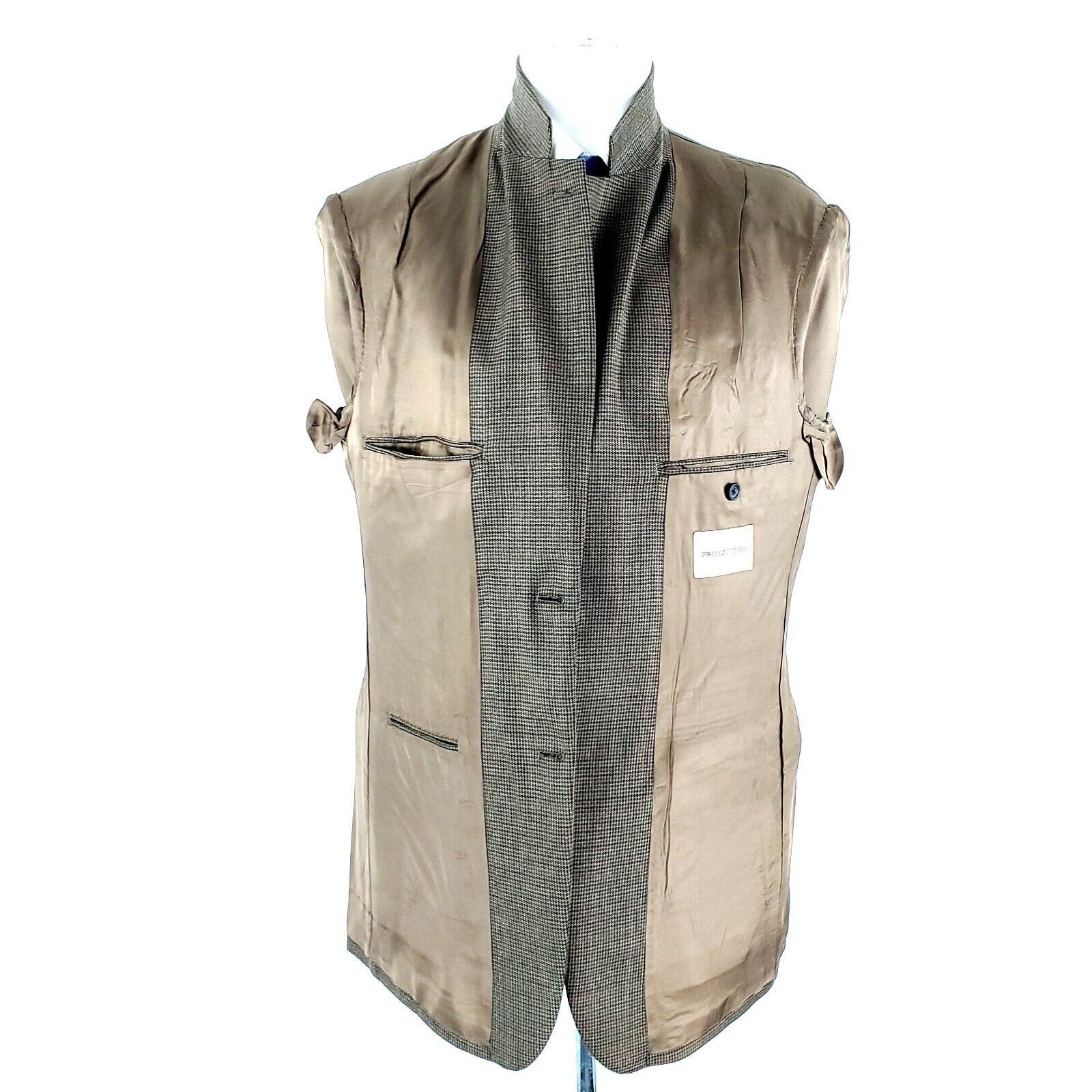 Pronto Uomo Pronto Uomo Wool 2 Button Blazer 42L Brown Houndstooth Windo Size 42L - 10 Thumbnail