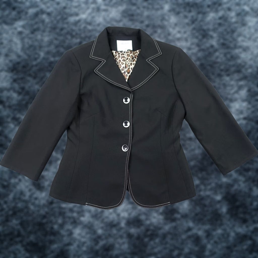 Vintage VINTAGE Collections for Le Suit Blazer Jacket Womens 10P Black Leopard Lined VTG Size L / US 10 / IT 46 - 1 Thumbnail
