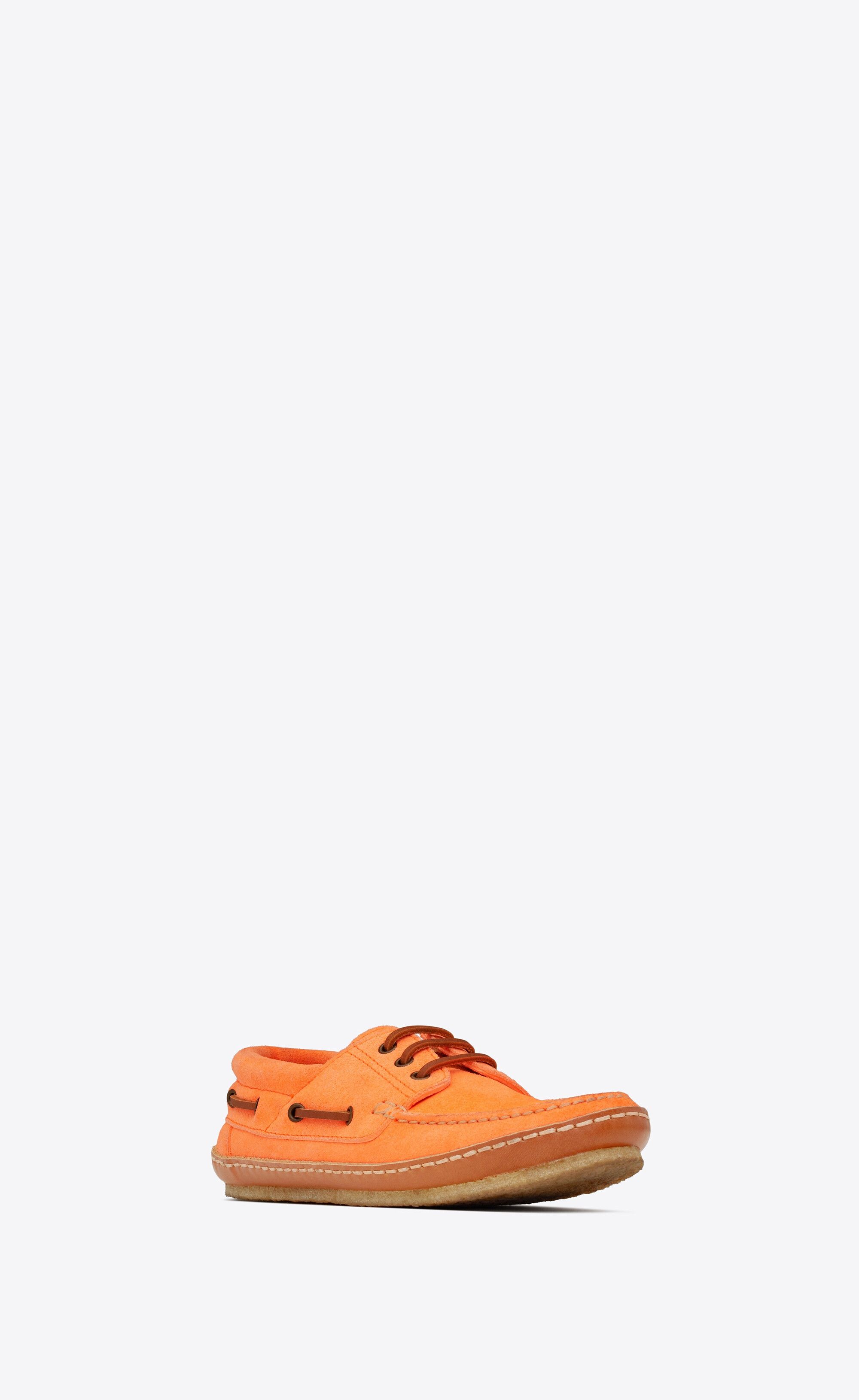 Saint Laurent Paris o1bcso1str1124 Ashe Boat Shoes in Suede in Orange Size US 12 / EU 45 - 2 Thumbnail