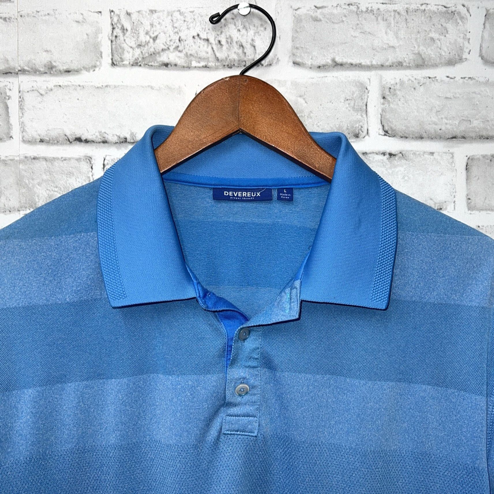 Vintage VINTAGE Devereux Blue Striped Polo Shirt Mens Size L Size US L / EU 52-54 / 3 - 2 Thumbnail