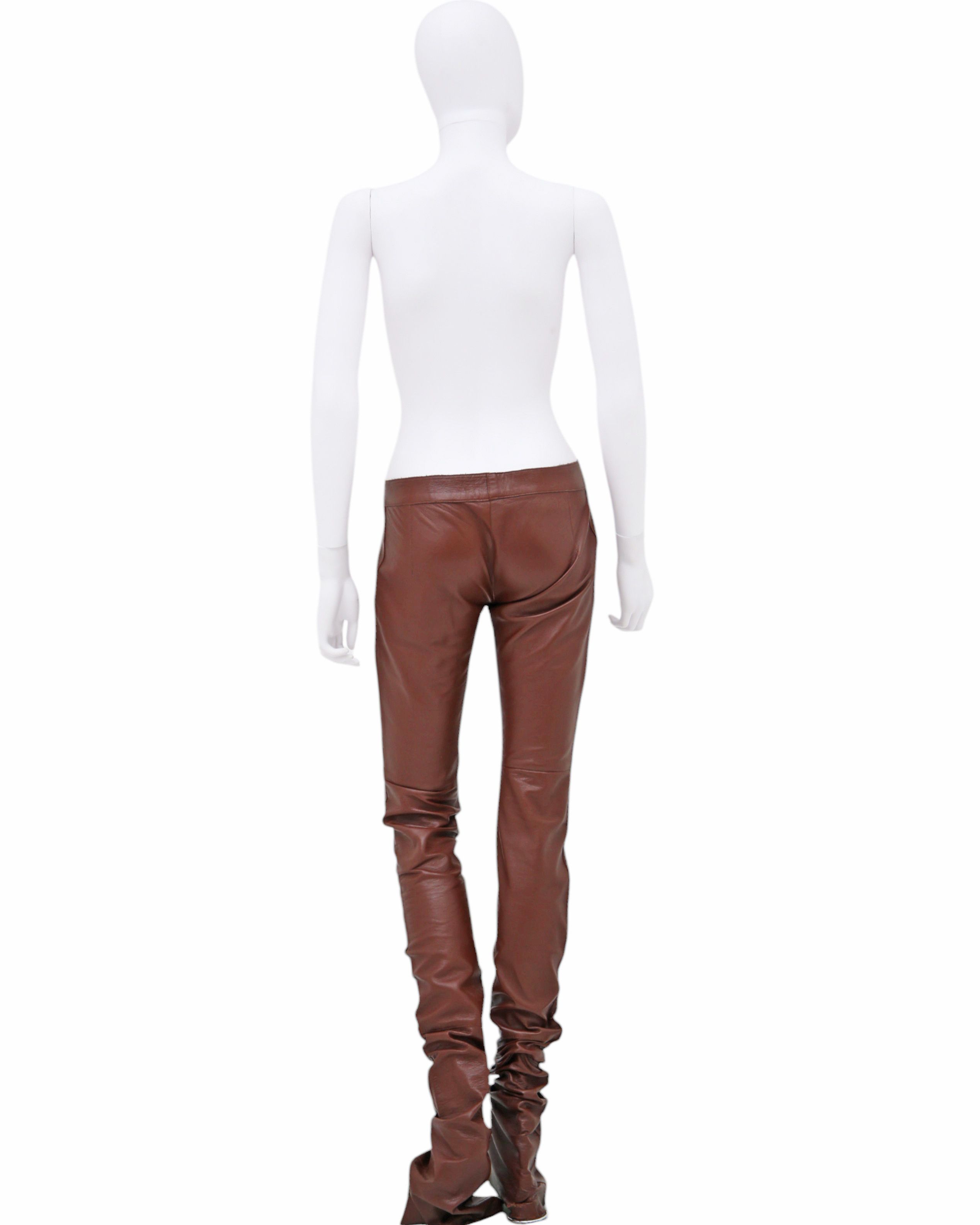 Dolce & Gabbana F/W 2001 Brown Lambskin Leather Bootcut Pants Size 27" / US 4 / IT 40 - 4 Thumbnail