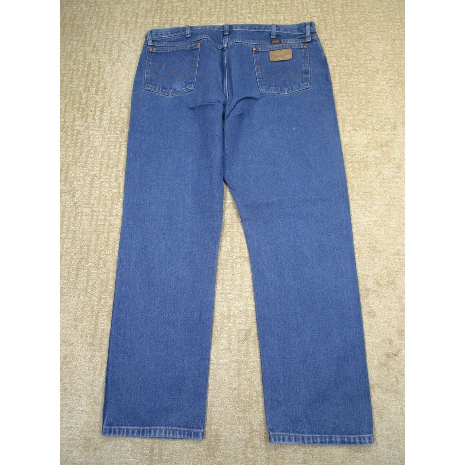 Wrangler Wrangler Jeans Mens 42x32 Light Wash Original Fit Cowboy Cut Denim 5-Pocket Logo Jeans Cowboy Cut Regular Fit Blue Pants Size US 42 / EU 58 - 3 Thumbnail