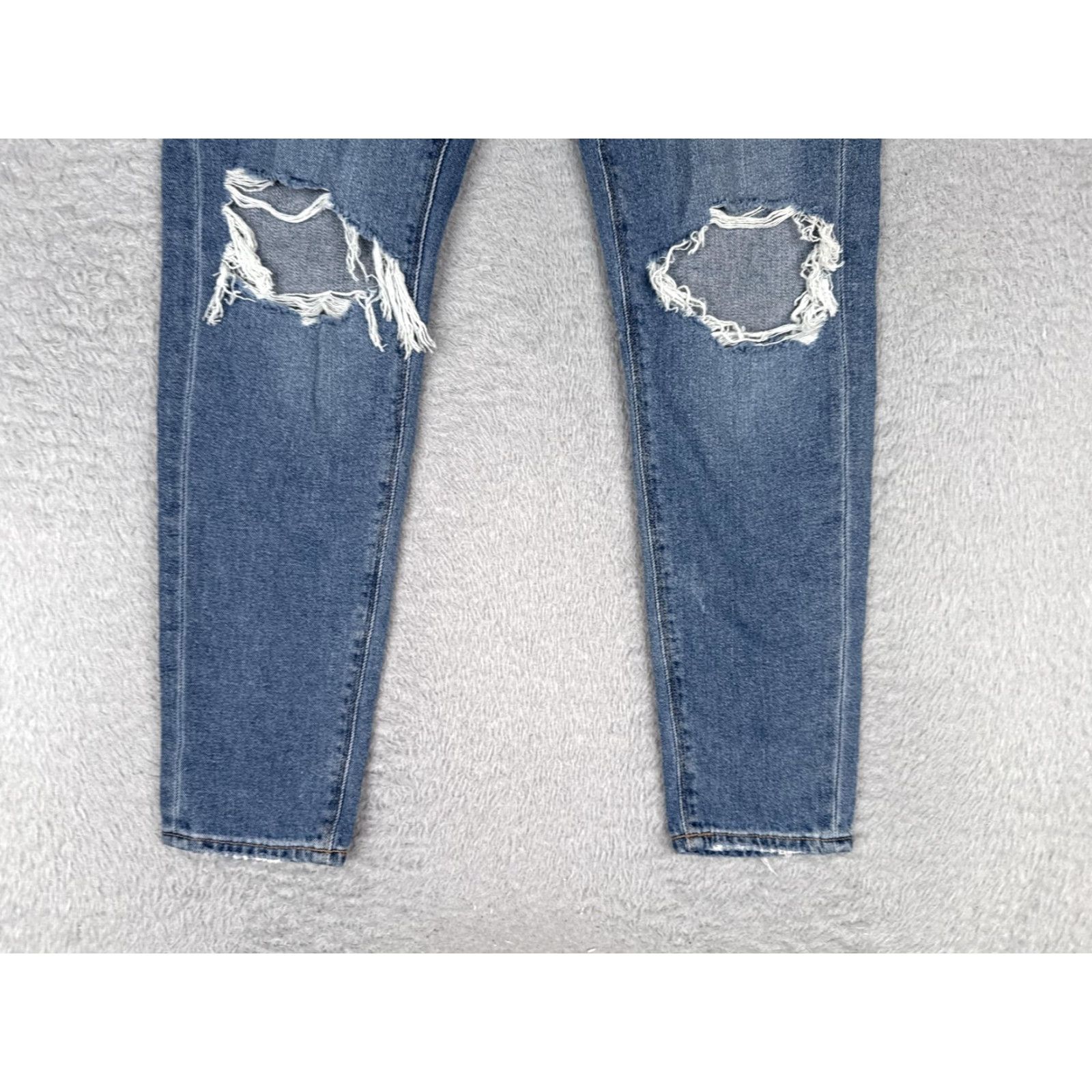 American Eagle Outfitters American Eagle Outfitters Mom Jeans Womens 00 Blue Distressed High Rise Stretch 24x29 Size 24" / US 00 / IT 34 - 2 Thumbnail