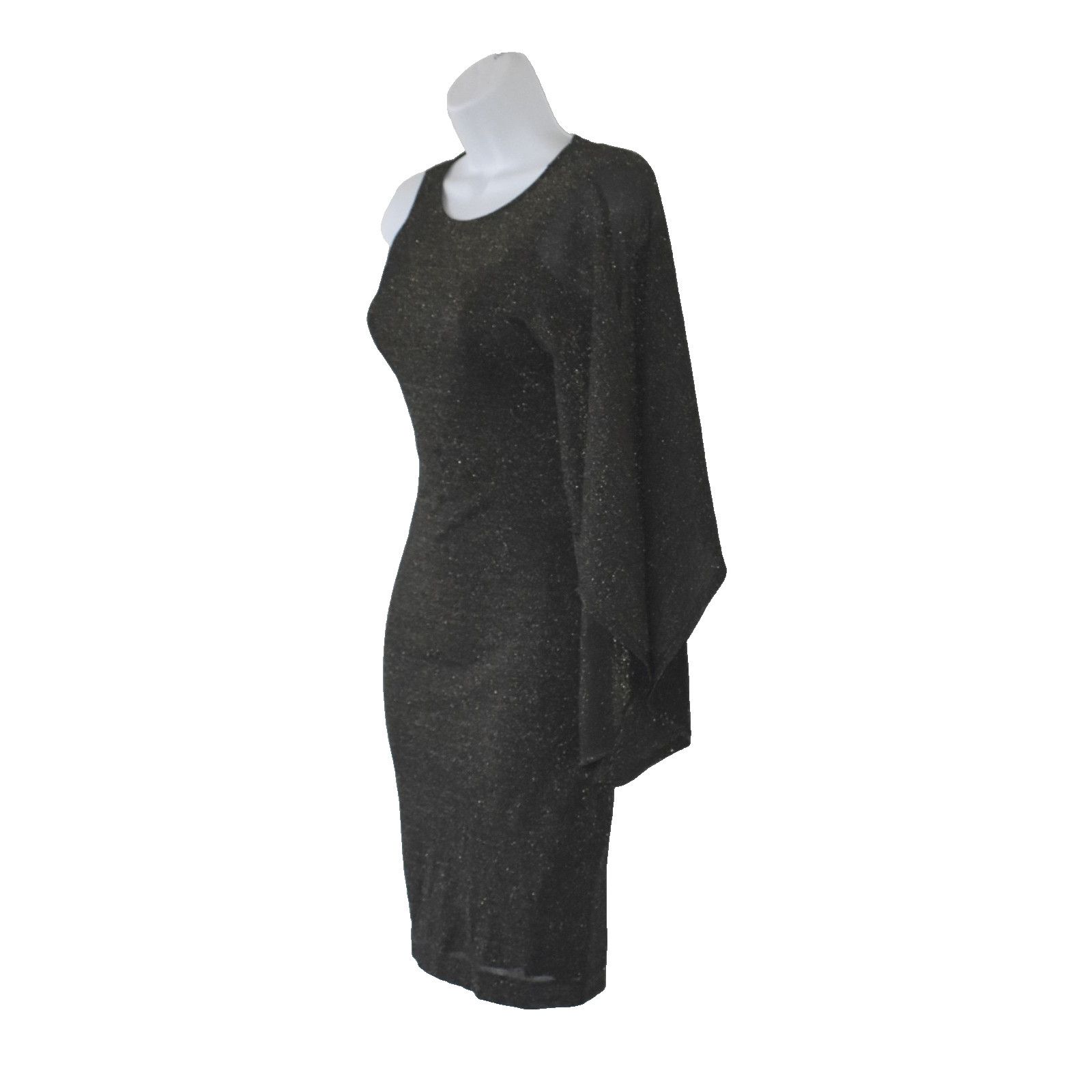 Ted Baker TED BAKER Monica Black Gold Draped One Shoulder Dress Size 0 Size XS / US 0-2 / IT 36-38 - 4 Thumbnail