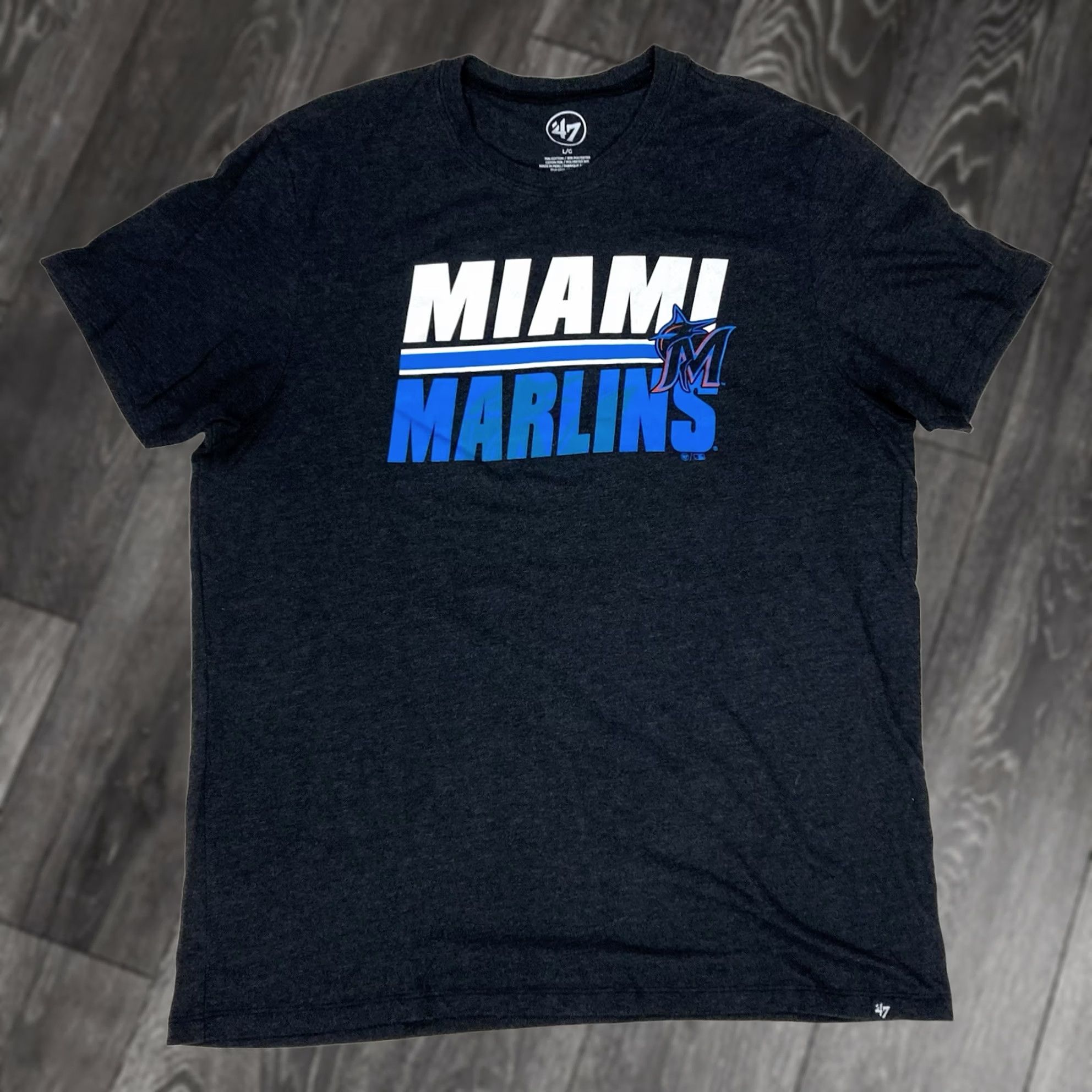 47 VINTAGE 47 MIAMI MARLINS T-SHIRT Men Large Black Heather Short Sleeve Logo Graphic Print Crew Neck XS Size US L / EU 52-54 / 3 - 1 Thumbnail