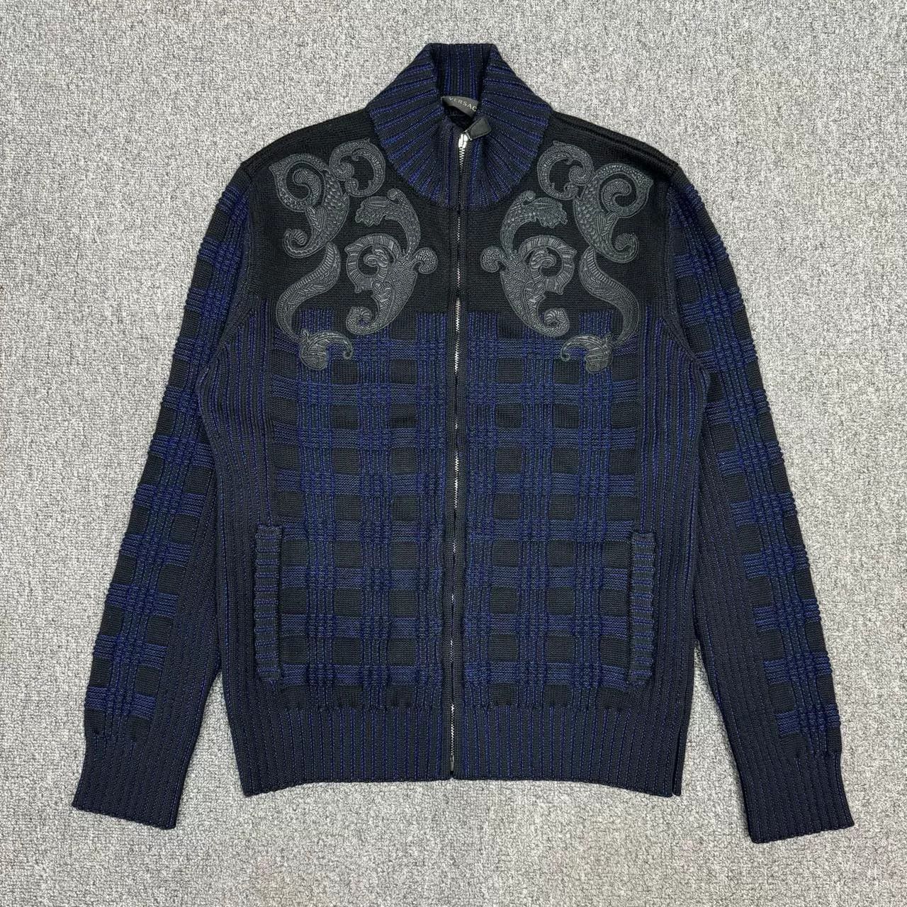 Versace Versace Blue Cashmere Knit Jacket Size US L / EU 52-54 / 3 - 1 Thumbnail