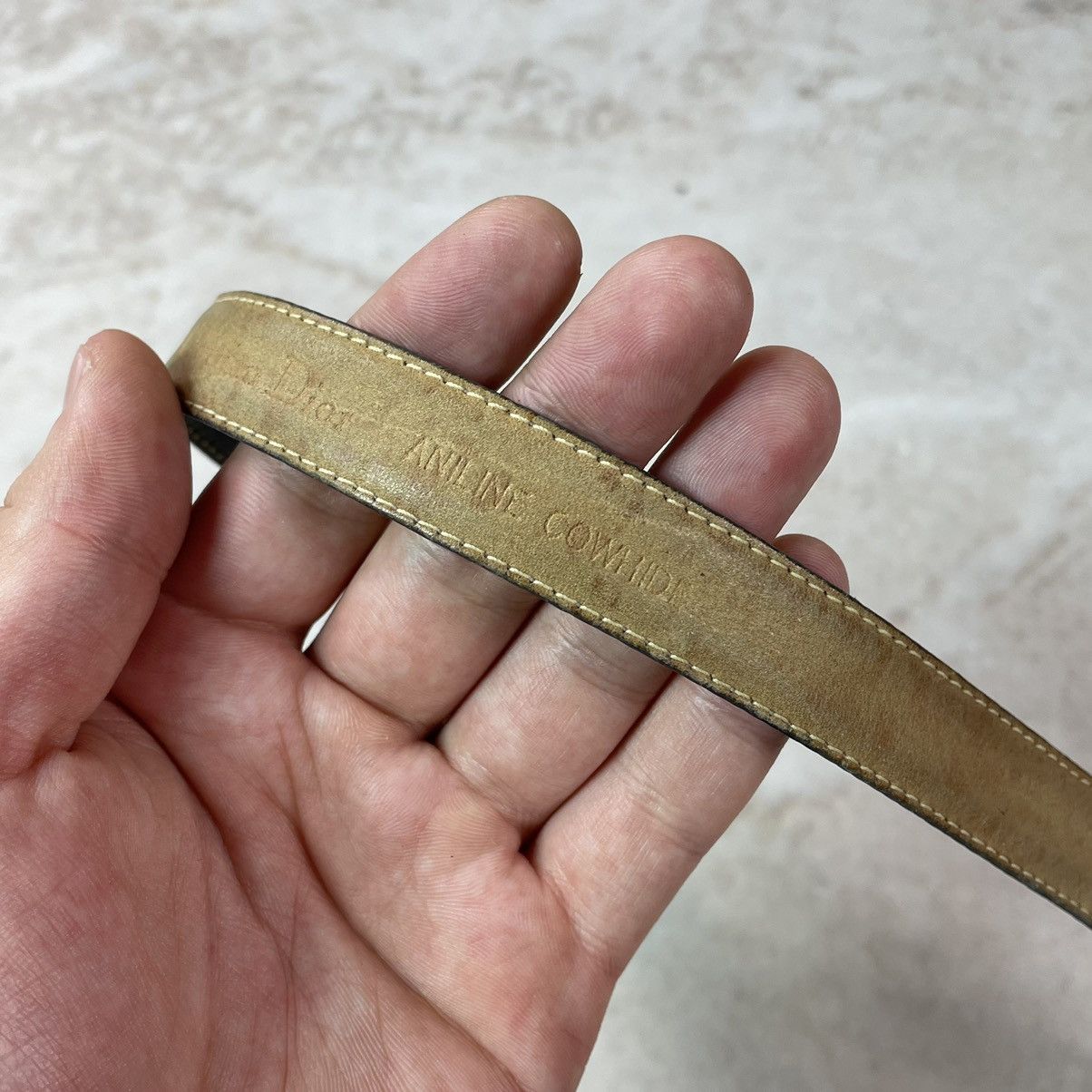 Christian Dior Monsieur × Vintage Vintage Christian Dior Aniline Cowhide Gold Leather Belt Size ONE SIZE - 12 Thumbnail