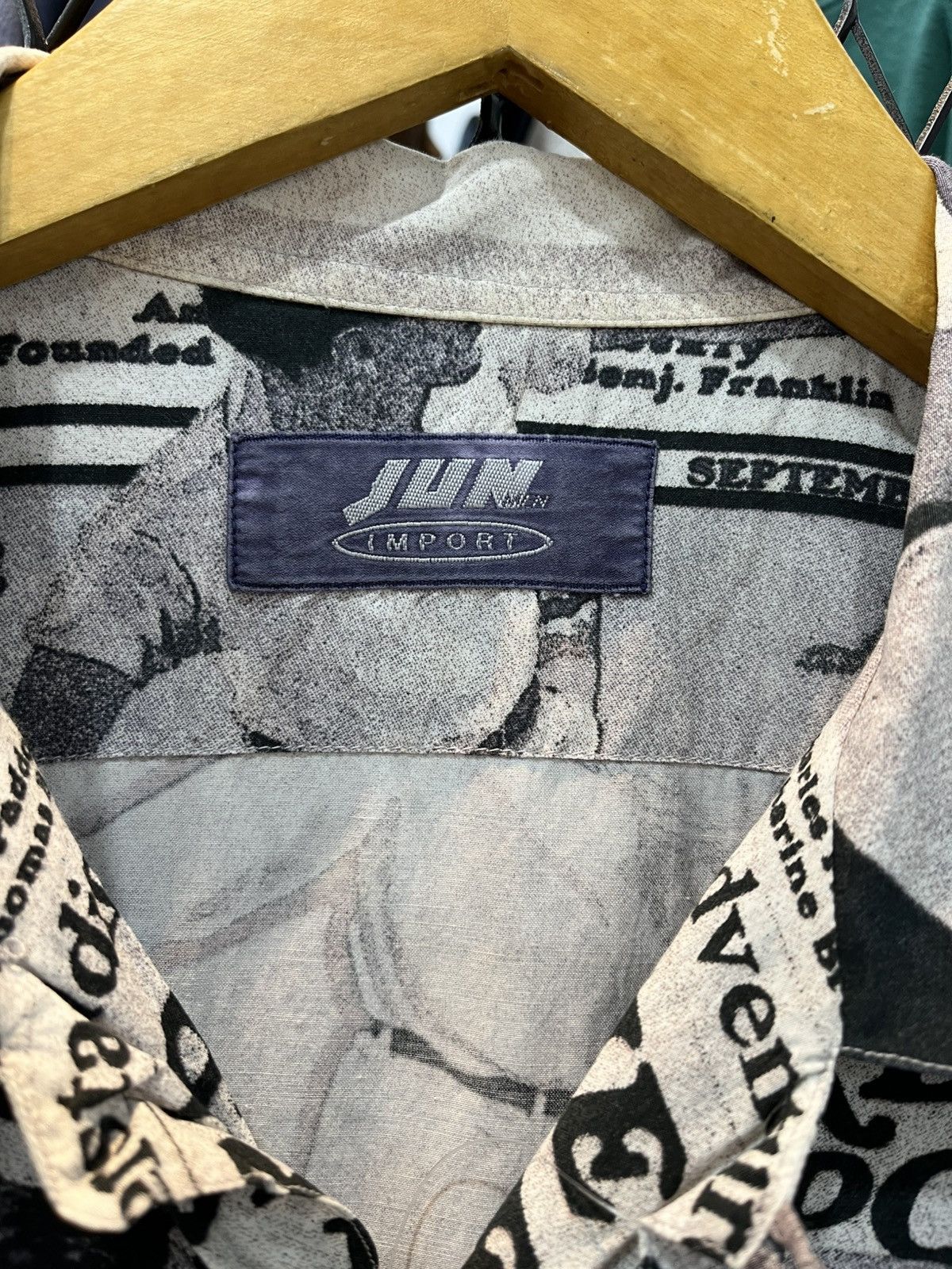 Japanese Brand 🔥Rare item!!! Vintage Jun Men All Of Print Shirt Size US XL / EU 56 / 4 - 6 Thumbnail