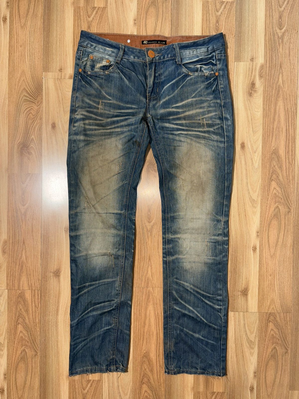 Japanese Brand Vintage Guidance Jeans Dirty Wash Y2K Streetwear Orange In Size US 32 / EU 48 - 1 Thumbnail